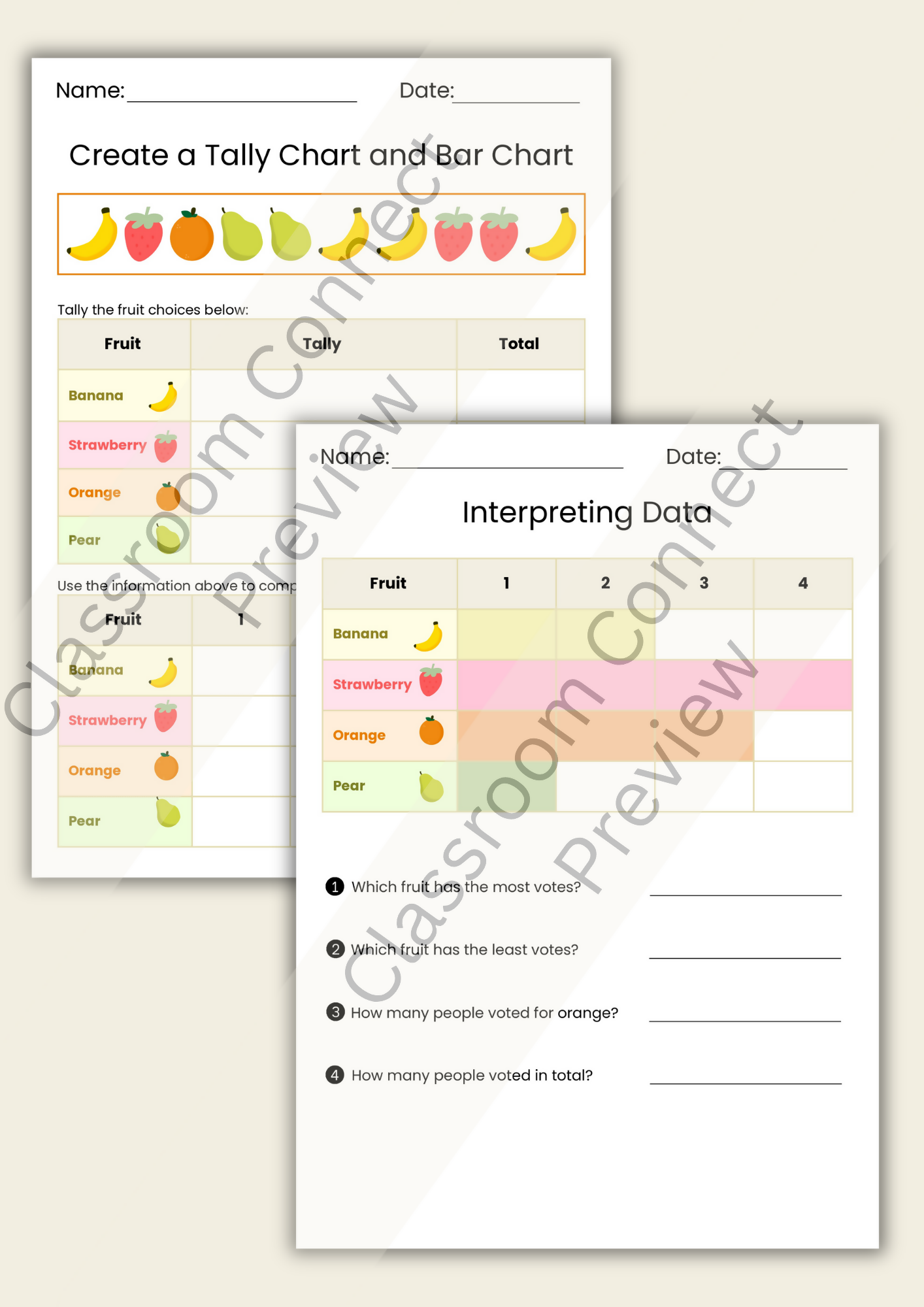 Tally Charts & Graphing Worksheets | Bar Graphs & Birthday Surveys