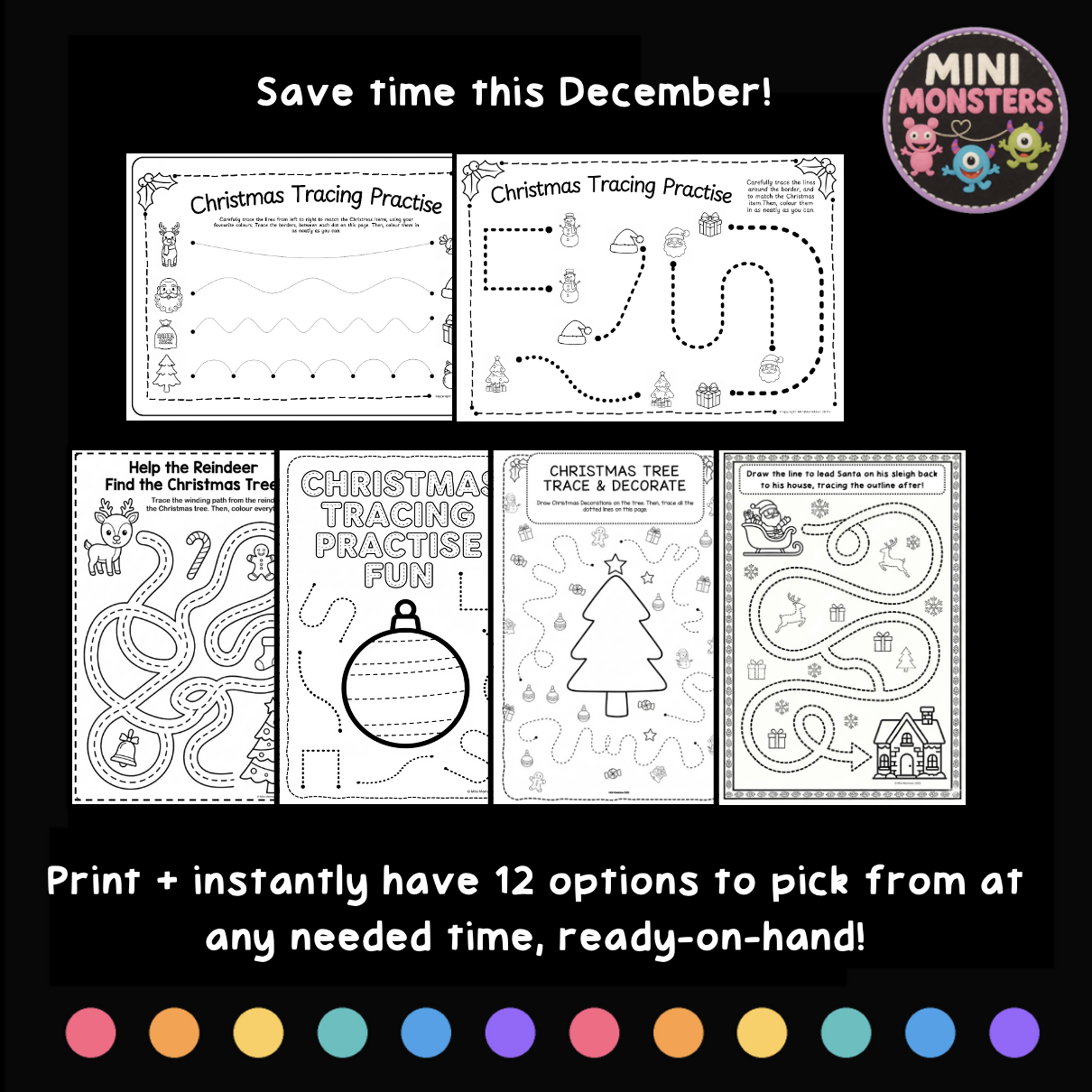 Prep Year 1 Year 2 Christmas Tracing and Fine Motor Worksheets Pre Writing Pencil Control