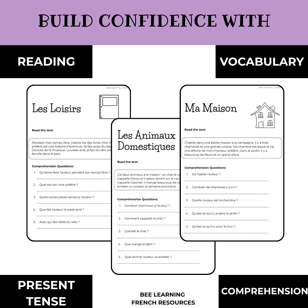 French Reading Comprehension Pack for Beginners | Year 7–8