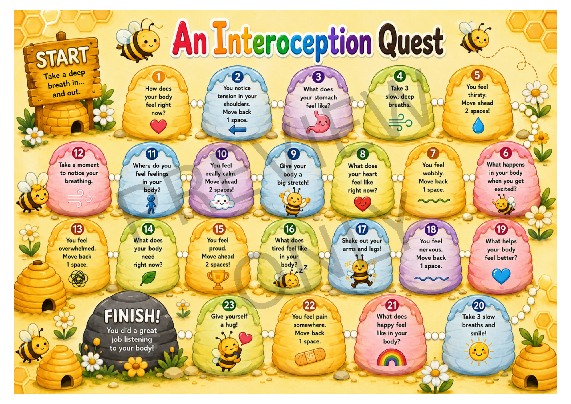 OT Designed - Bee Themed Interoception Boardgame - Quest (Digital Download)