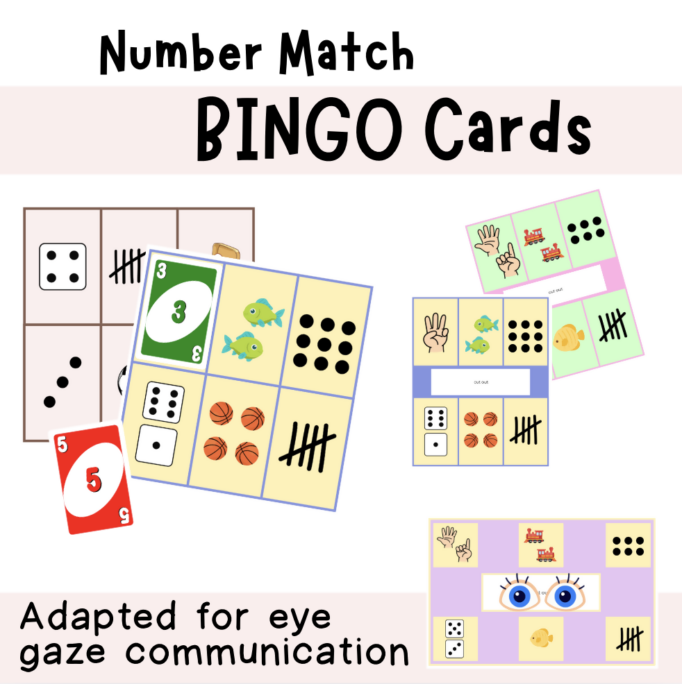 Number Match Bingo Card Game | Printable Inclusive Learning Resource for Eye Gaze Communication