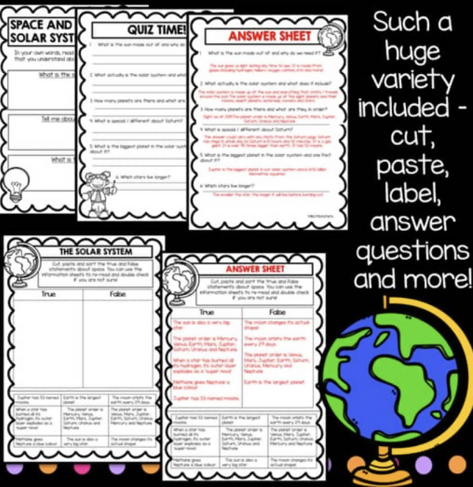 Solar System Worksheets Packet | Year 5 Science | Space Unit