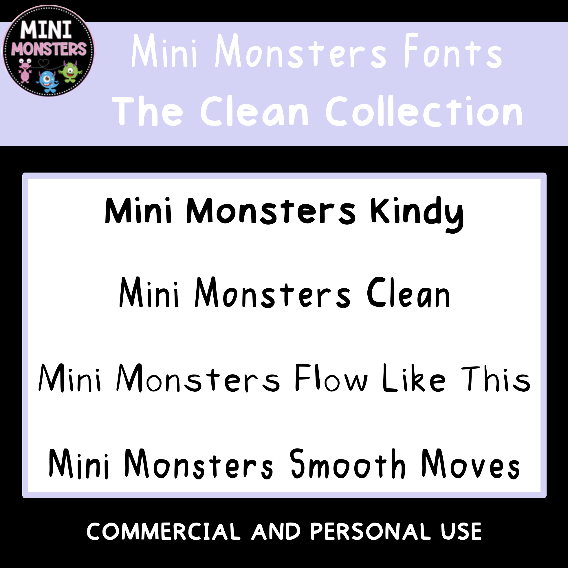 Classroom Fonts | The Clean Collection | 4 Original Hand-Made Teacher Fonts | Easy-Read for Little Eyes | OTF + TTF Commercial Use
