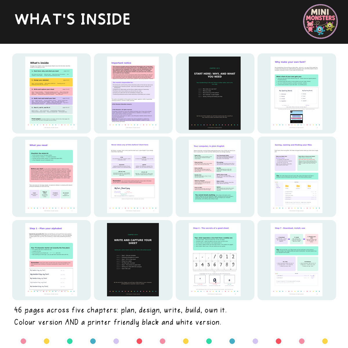 Make Your Own Fonts Guide | Turn Your Handwriting Into a Real Font | 46 Pages, Colour and Printable | Free Tools, Step by Step