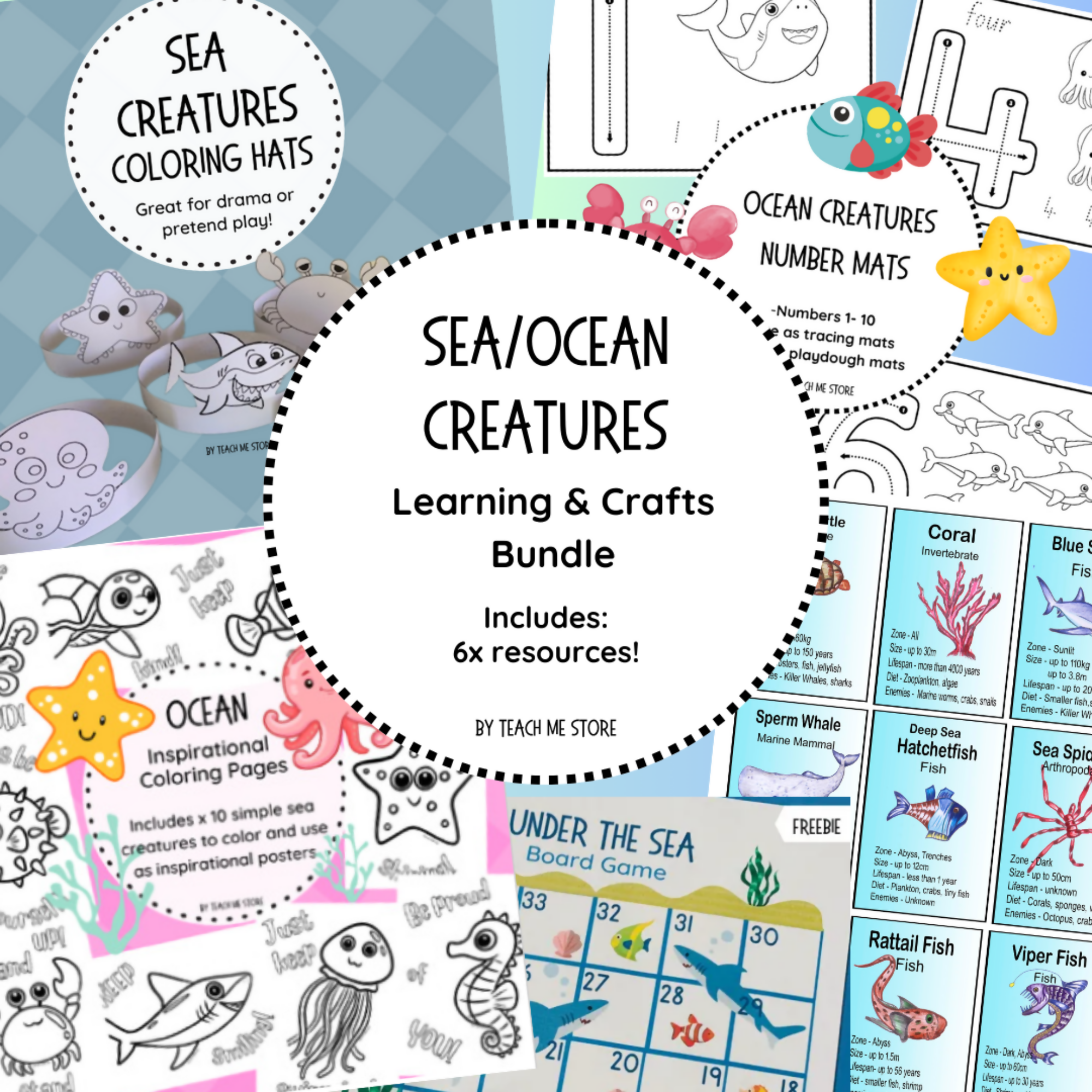 Sea/Ocean Creature Learning & Crafts Bundle