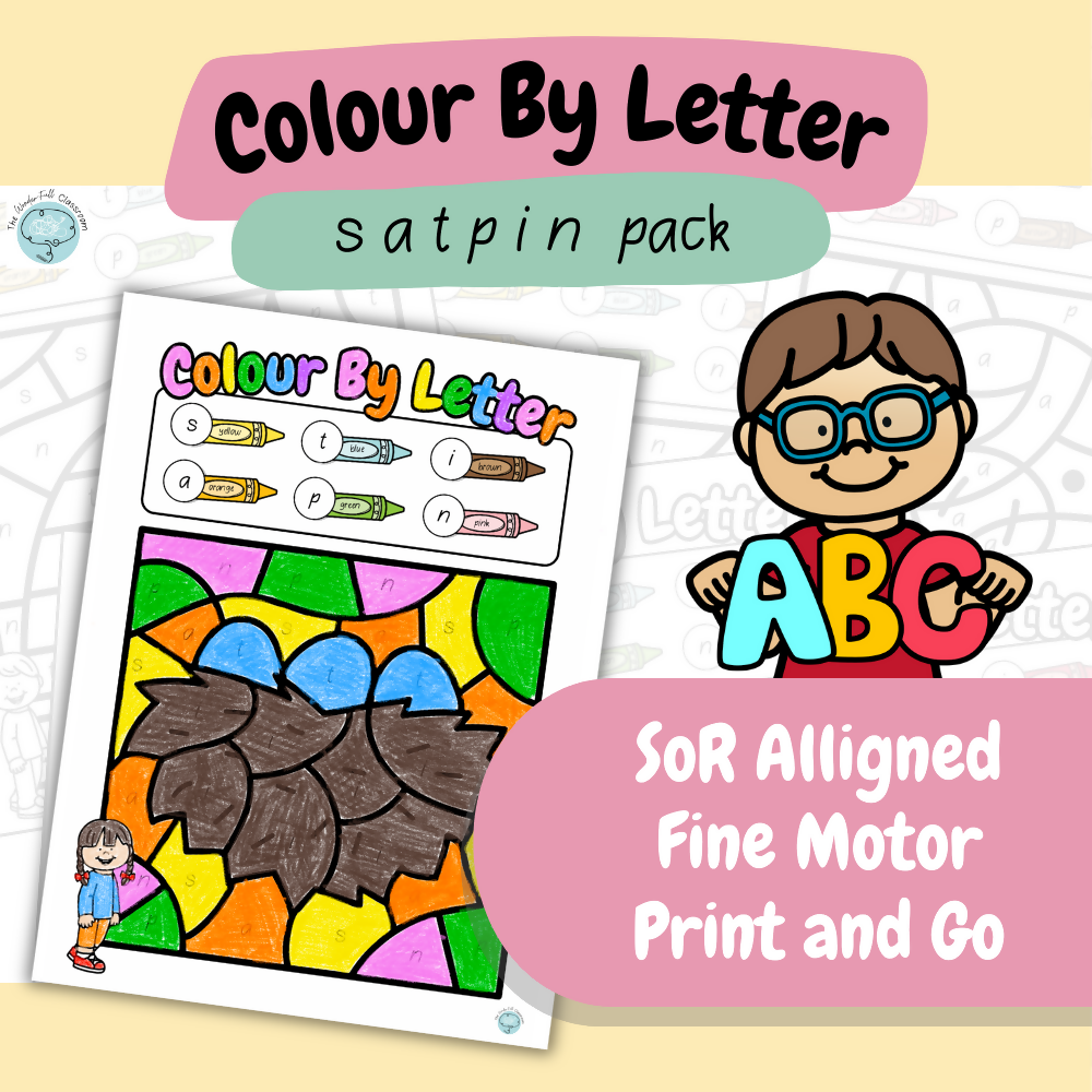 Colour by Letter - satpinmdgockeurbhfljvwxyz | Letter Recognition | Print & Go