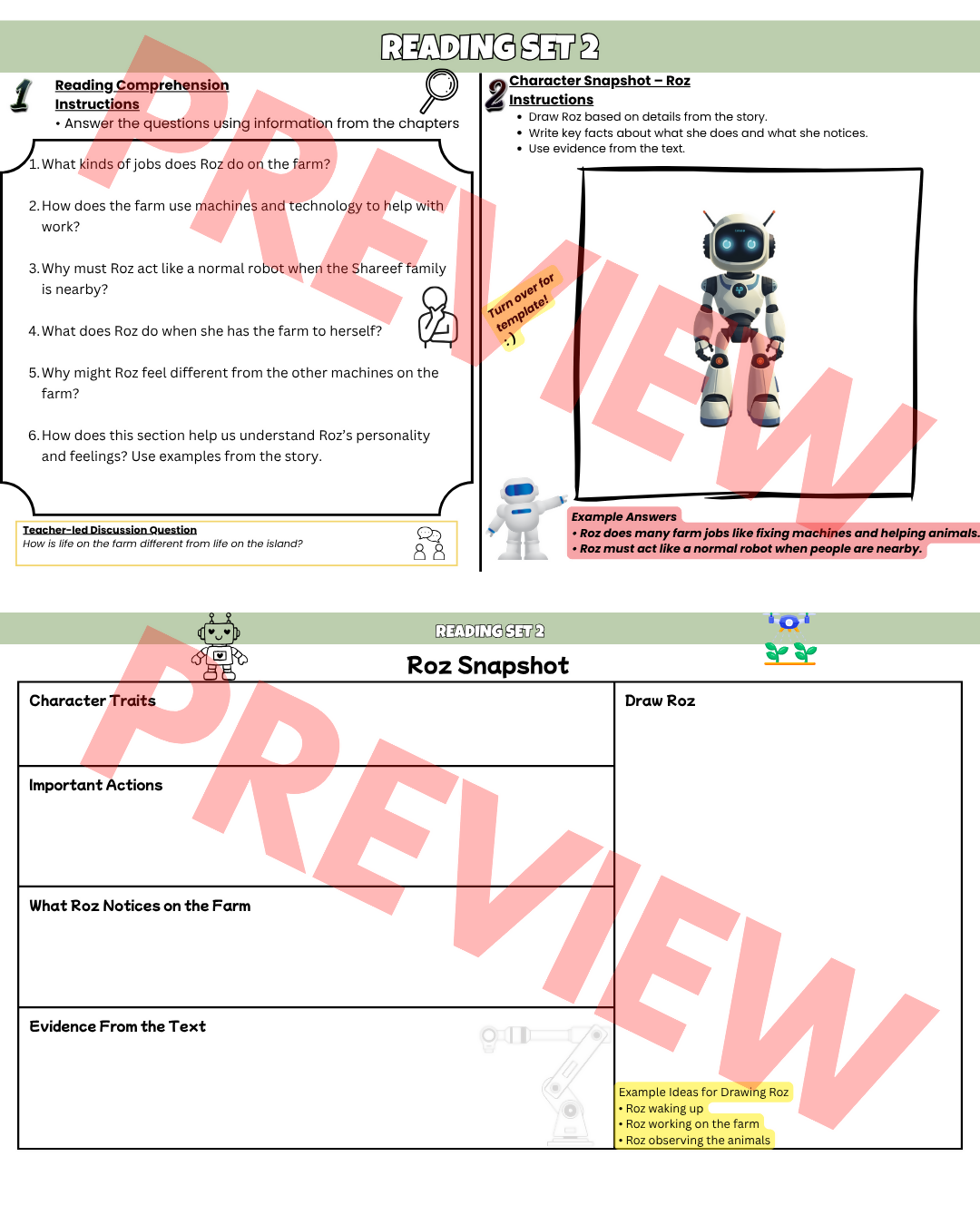 The Wild Robot Escapes Novel Study Unit | Comprehension Questions, Worksheets & Activities | Grades 3–6
