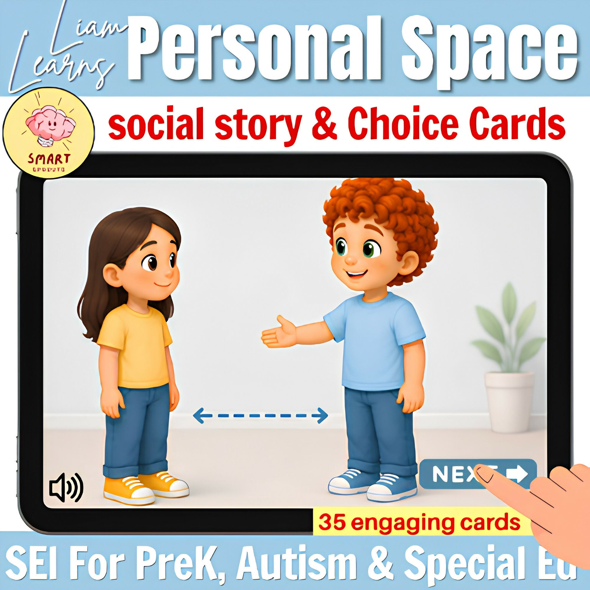 Personal Space & Keeping My Hands to Myself Social story Boom cards PreK, Autism