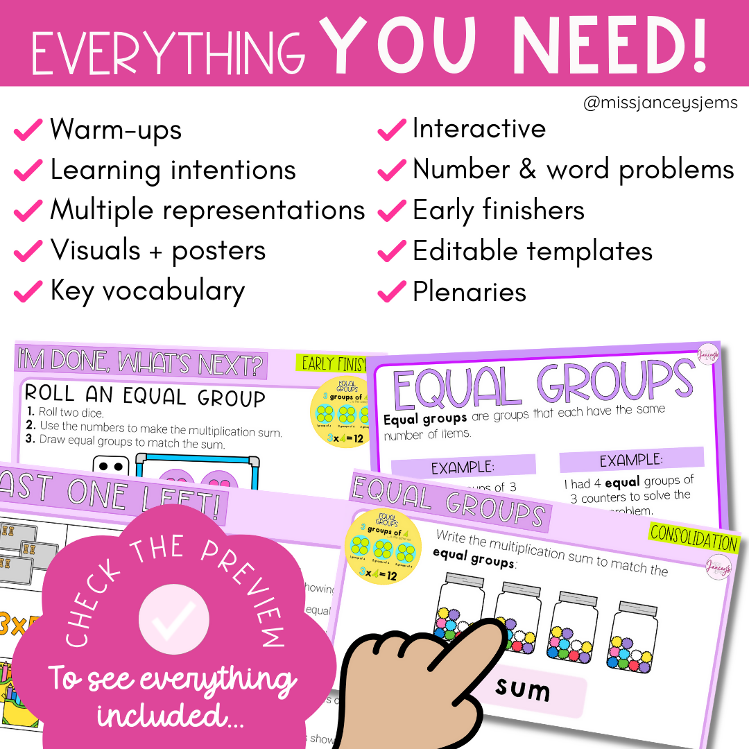 Multiplication Equal Groups I Year 2 Explicit Math Slides | Curriculum Aligned