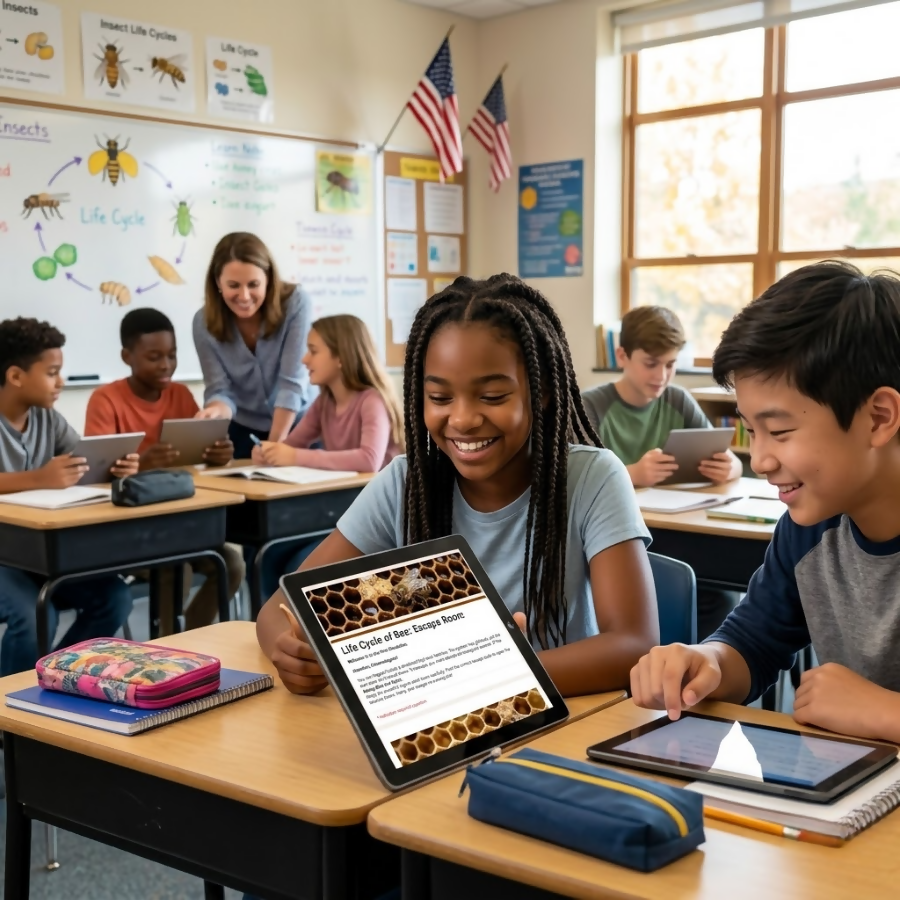 Middle School Honey Bee Life Cycle & Logic Puzzle | BONUS Digital Escape Room