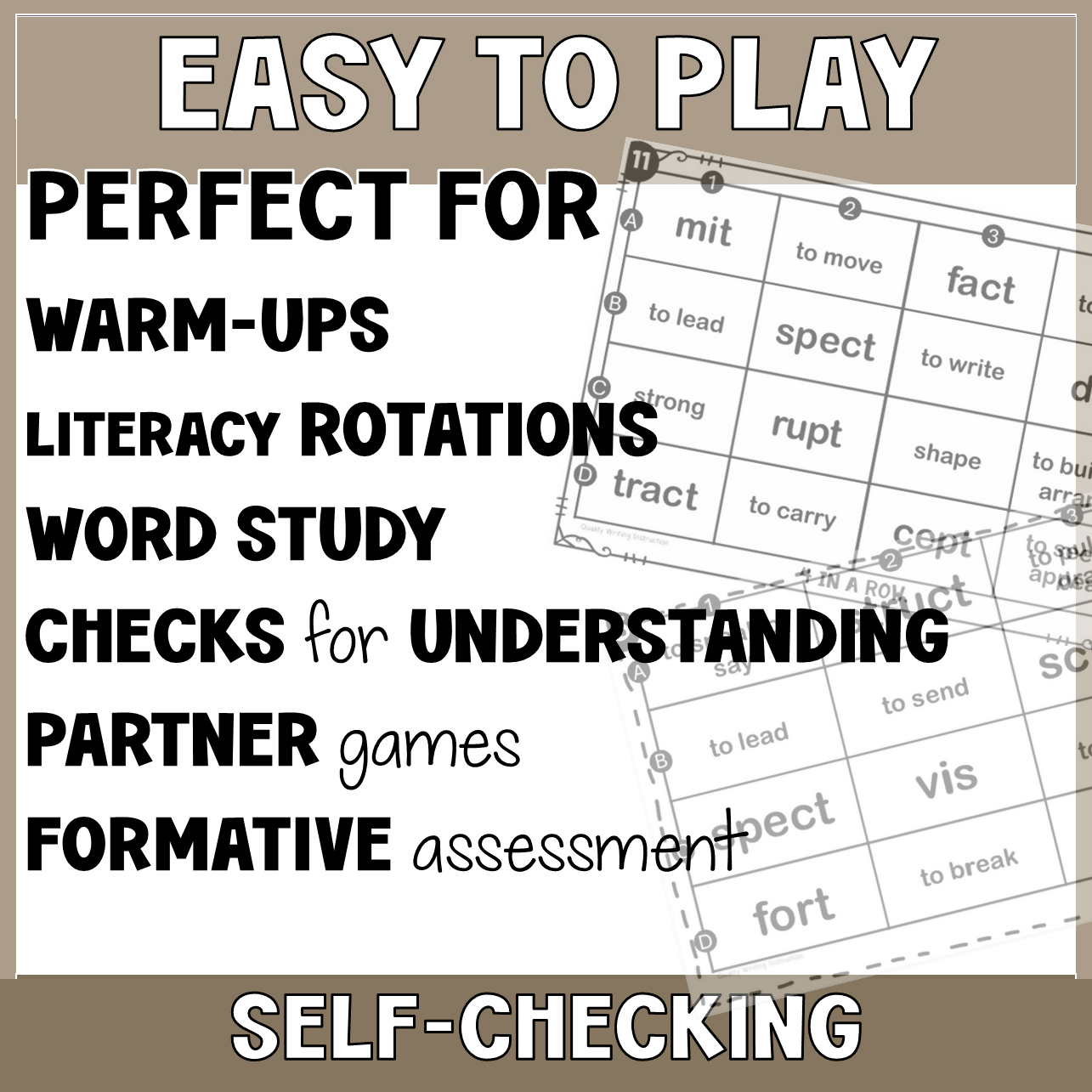 MORPHOLOGY | LATIN ROOTS | GAME | YEARS 4 - 6