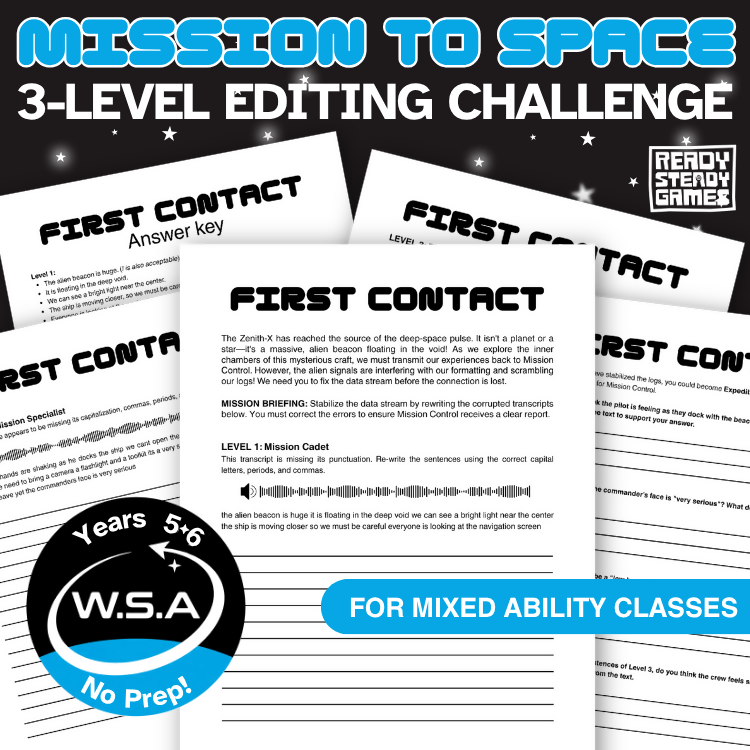 Mission to Space 3-Level Editing Challenge | Differentiated Grammar | Years 5–6