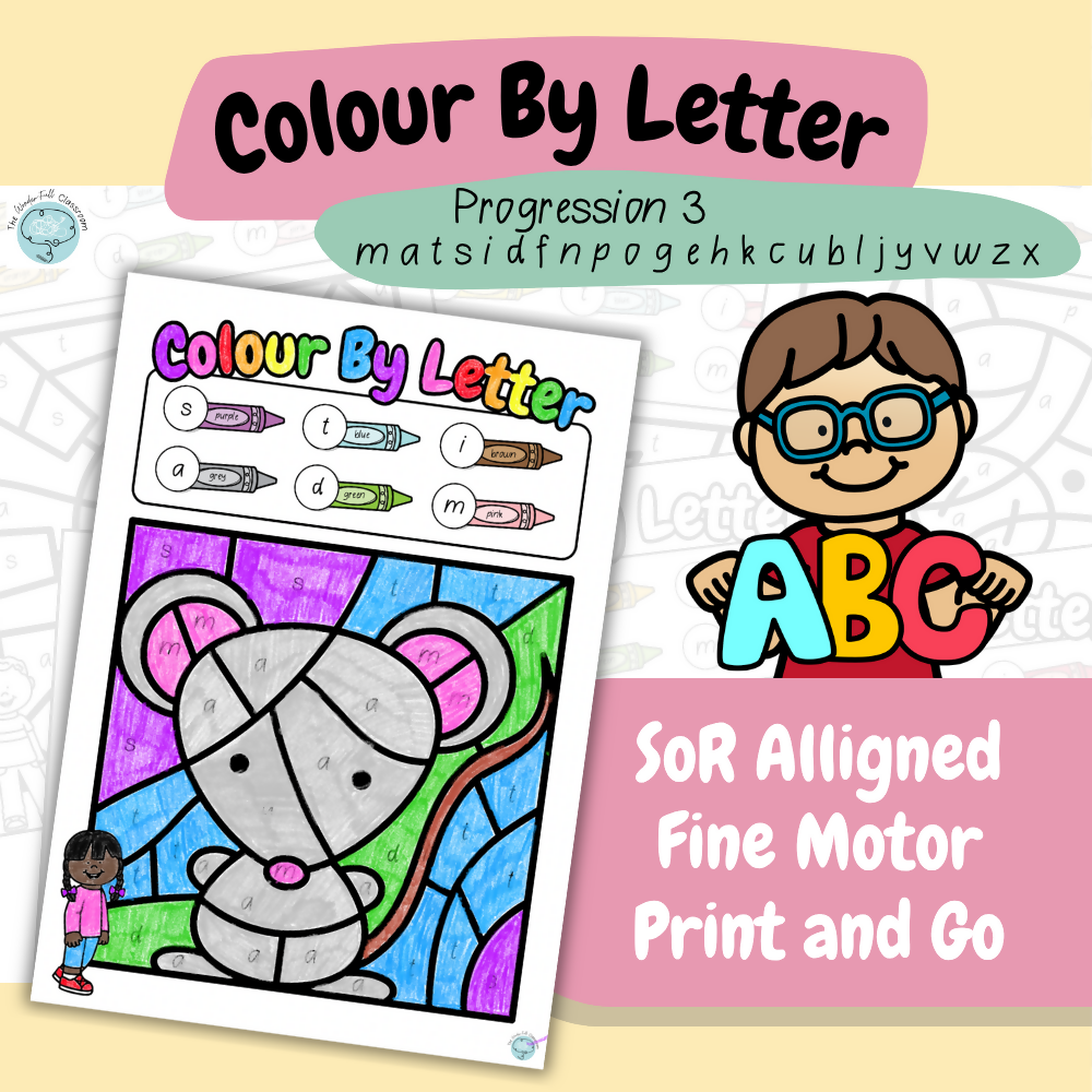 Colour by Letter - matsidfnpogehkcubljyvwzx | Letter Recognition | Print & Go