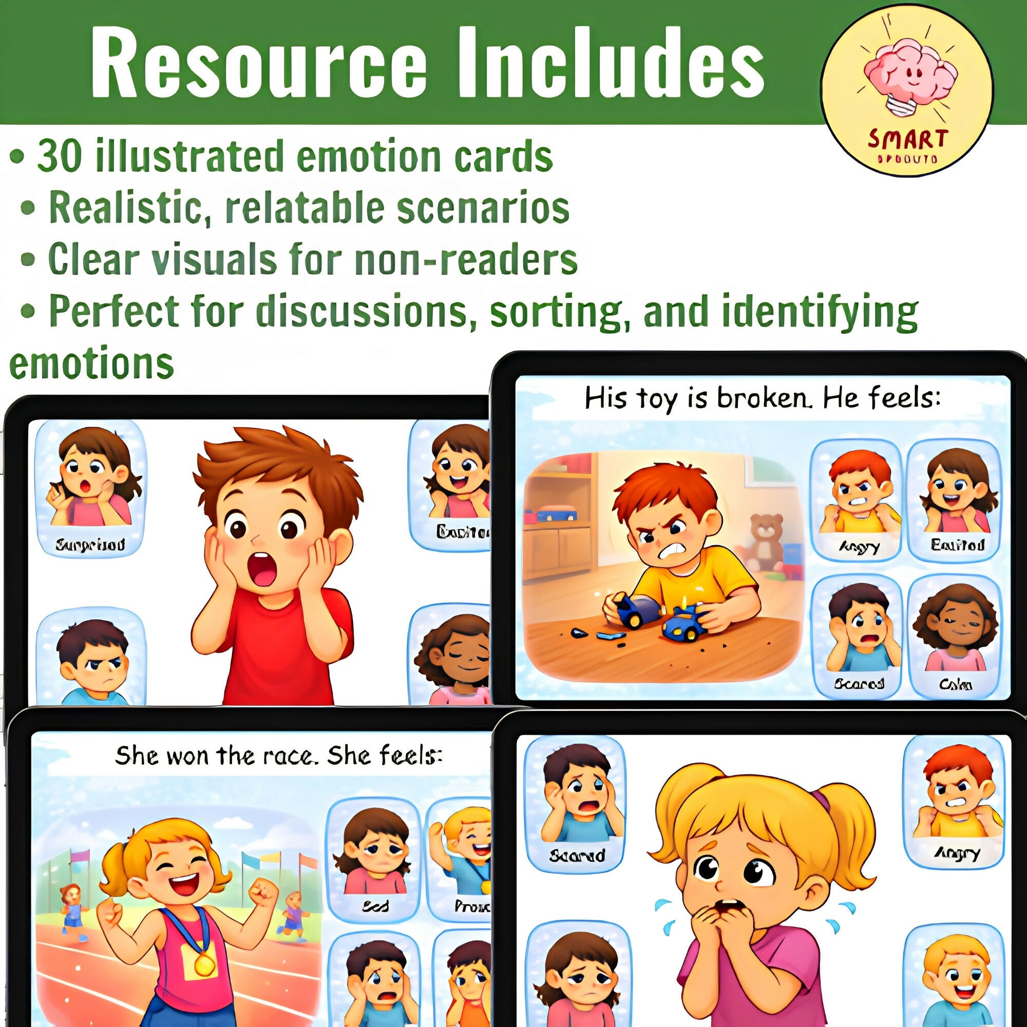 Feelings Identification Boom Cards | SEL Activities | Autism little learners & K