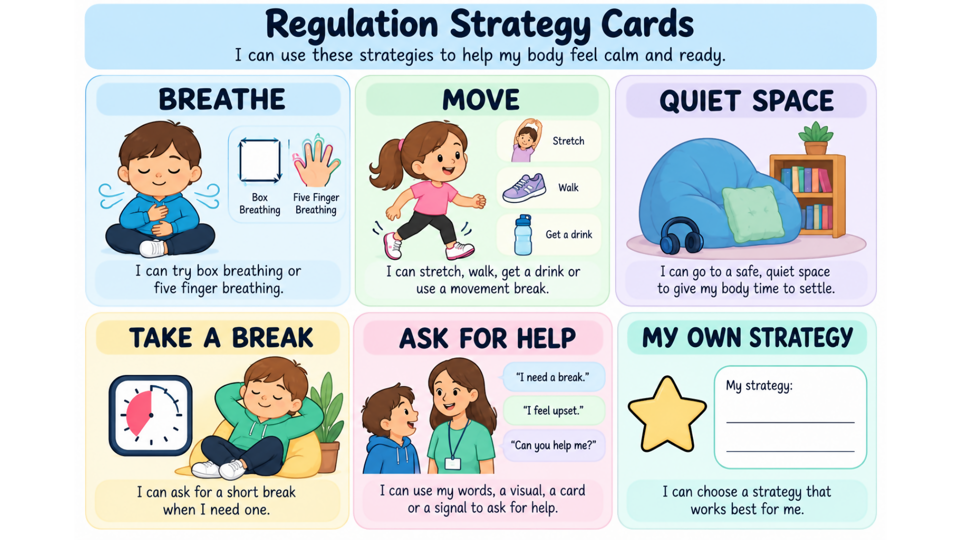 Learning to Stay Calm at School | Social Story & Self-Regulation Visuals