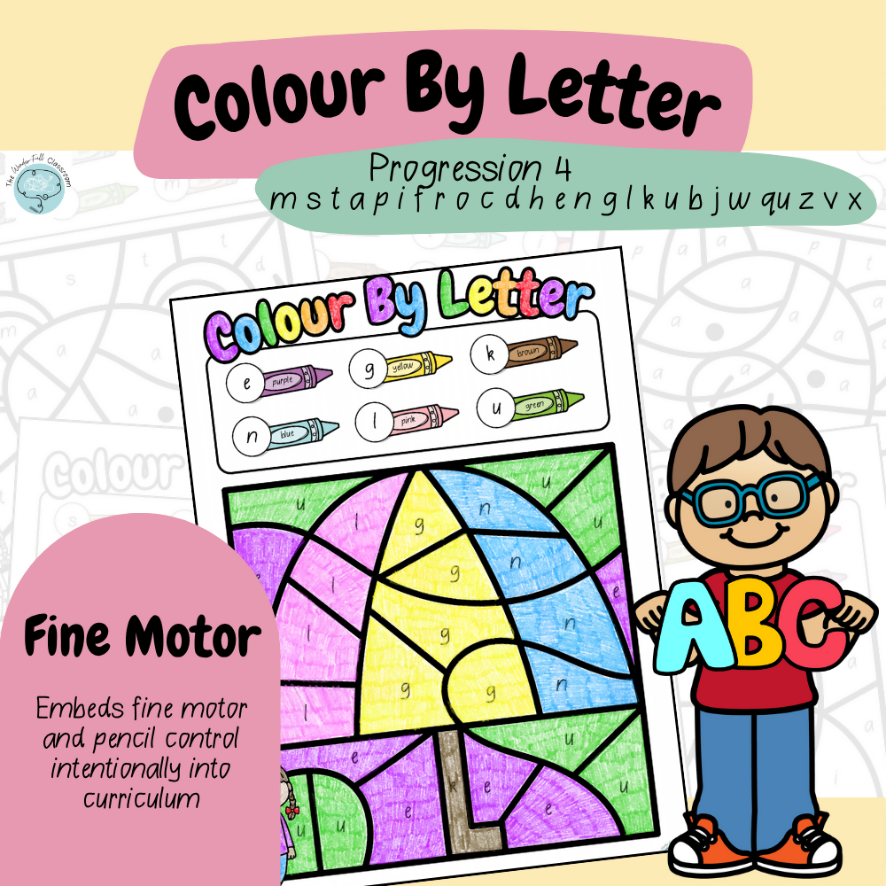 Colour by Letter - mstapifrocdhenglkubjwquzvx | Letter Recognition | Print & Go