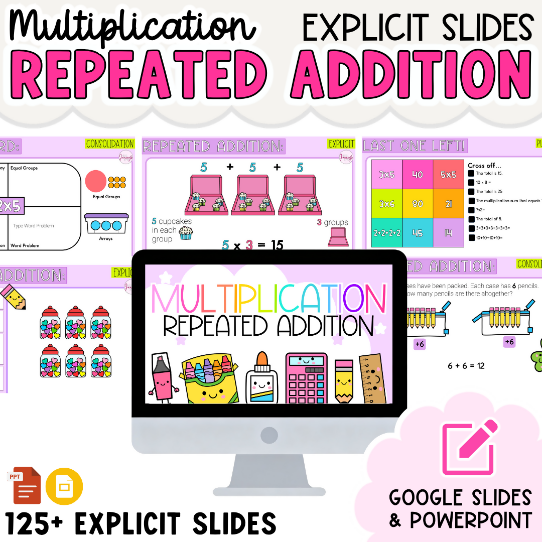 Repeated Addition & Arrays Multiplication Math Slides | Curriculum Aligned