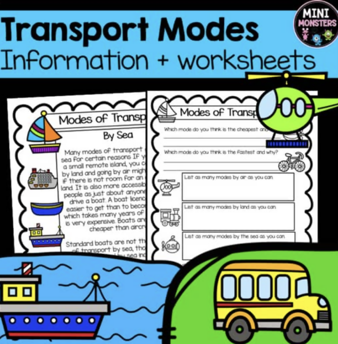 Sea, Land, and Air Transport Worksheets | Year 2 | HASS Australian Curriculum Aligned