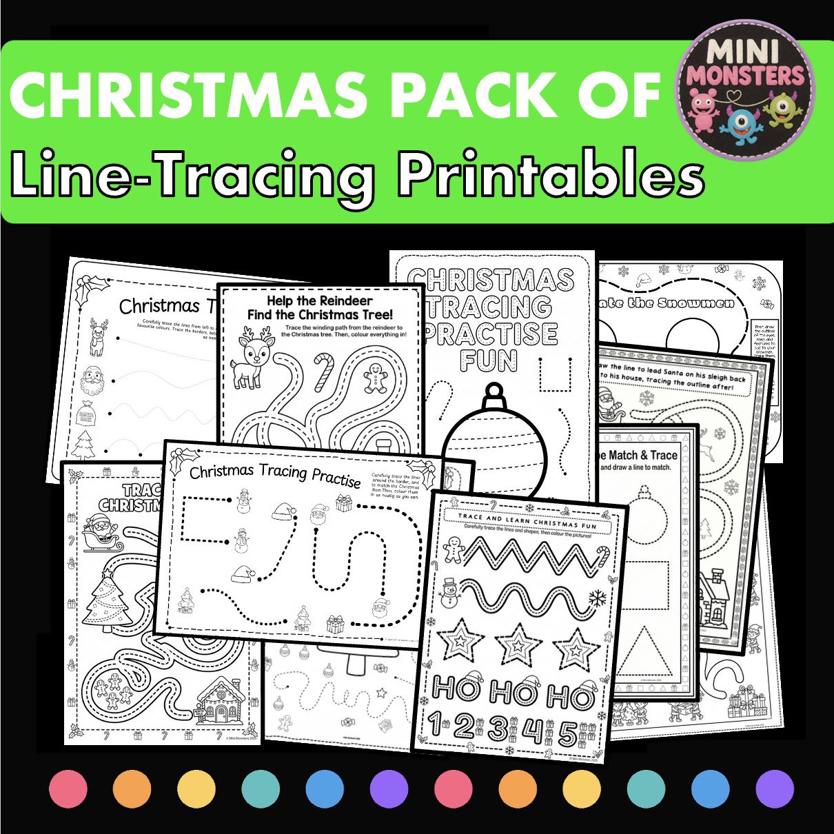 Prep Year 1 Year 2 Christmas Tracing and Fine Motor Worksheets Pre Writing Pencil Control