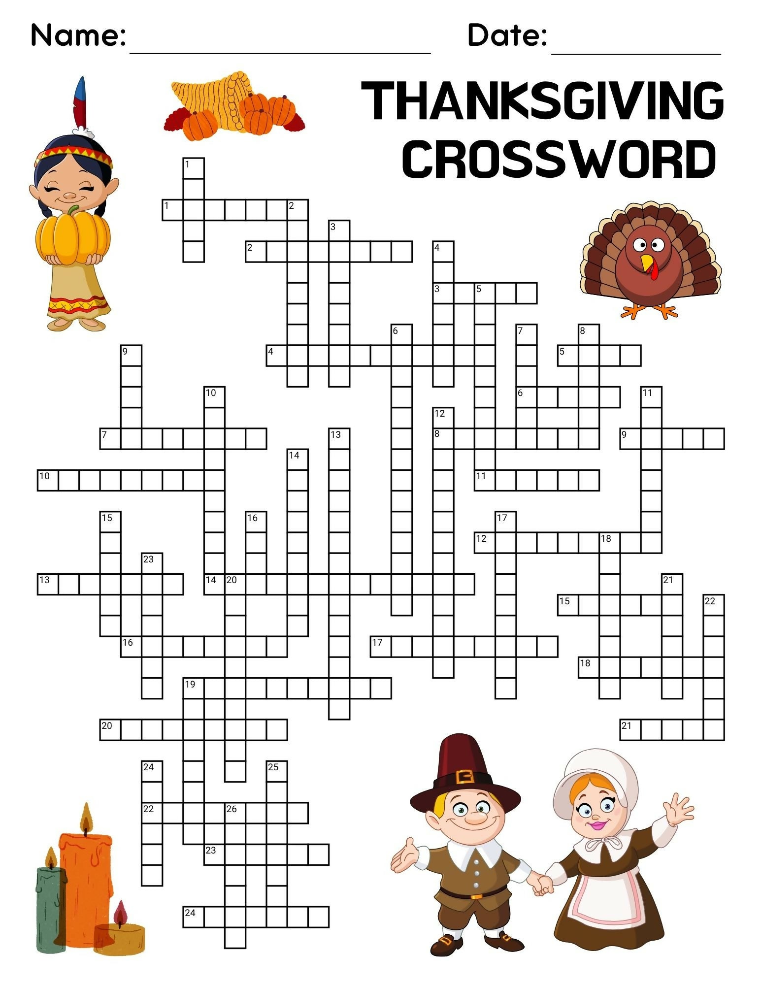 Thanksgiving Crossword & Word Search Activities | Vocabulary Puzzles with Answer Keys | Middle & High School