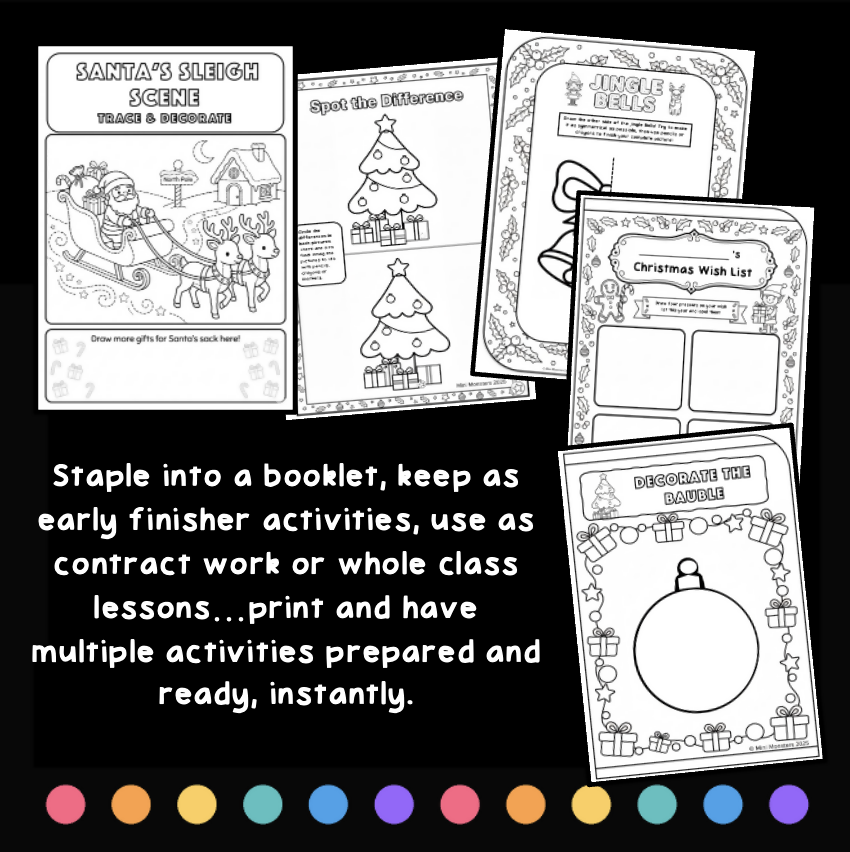 Year 1 Year 2 Christmas No Prep Activities Booklet Colouring Drawing Symmetry