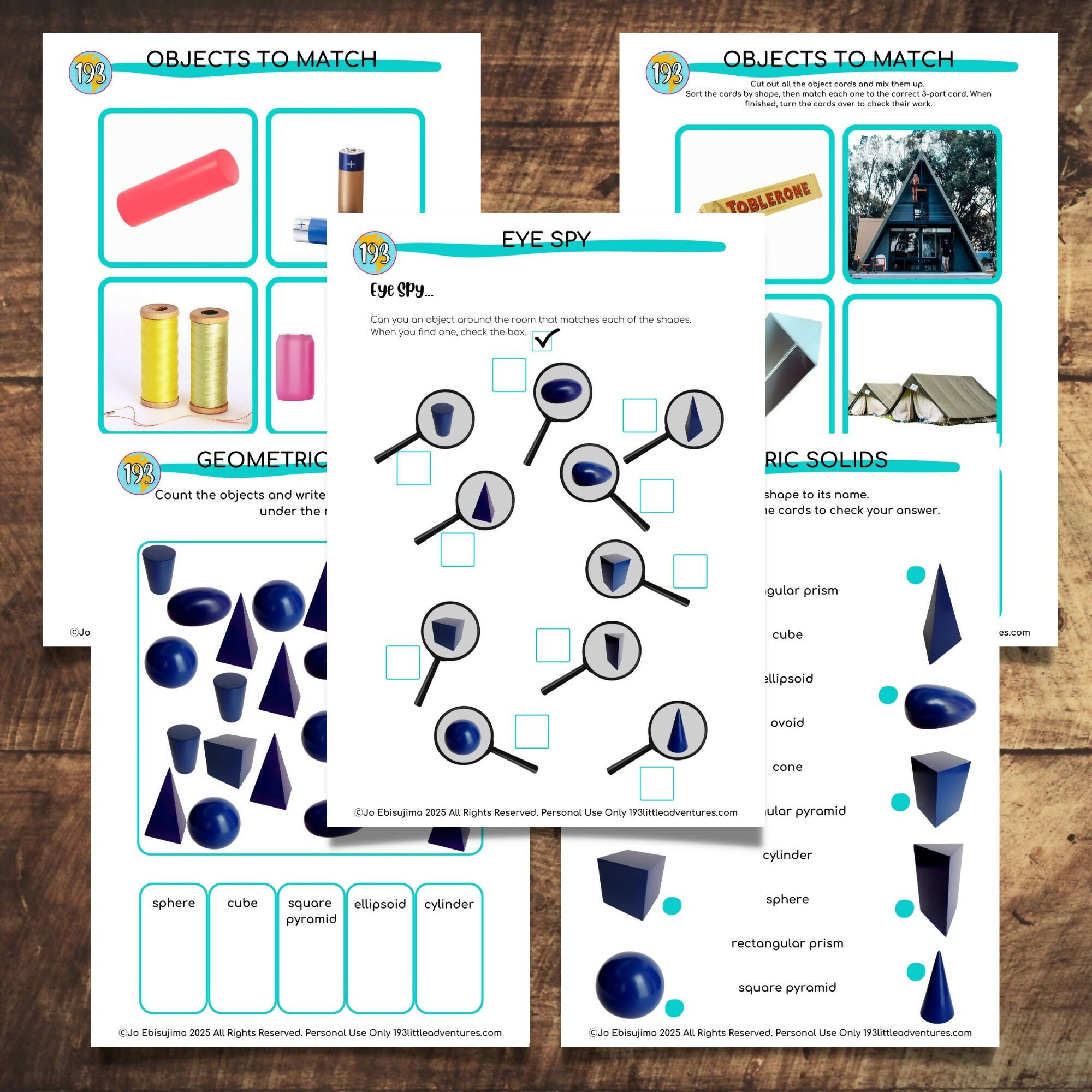 Montessori Geometric Solids + Object Cards 3 Part Cards PDF