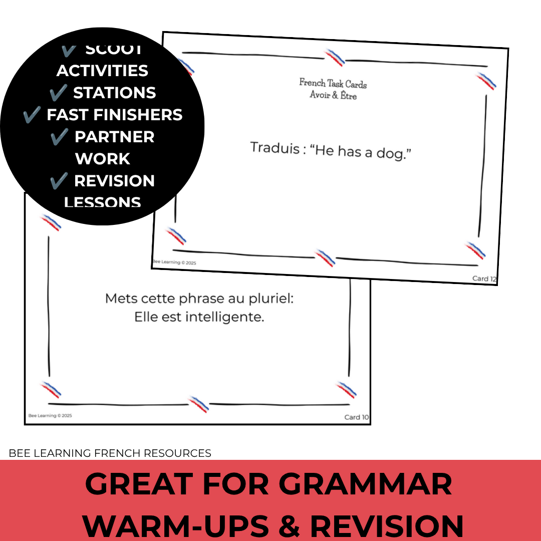 French Avoir & Être Present Tense Activities | Task Cards & Practice | Year 7–8