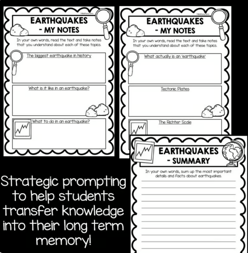 Earthquakes Worksheets | Australian Curriculum Science Years 3 to 6 | Earth and Space Sciences