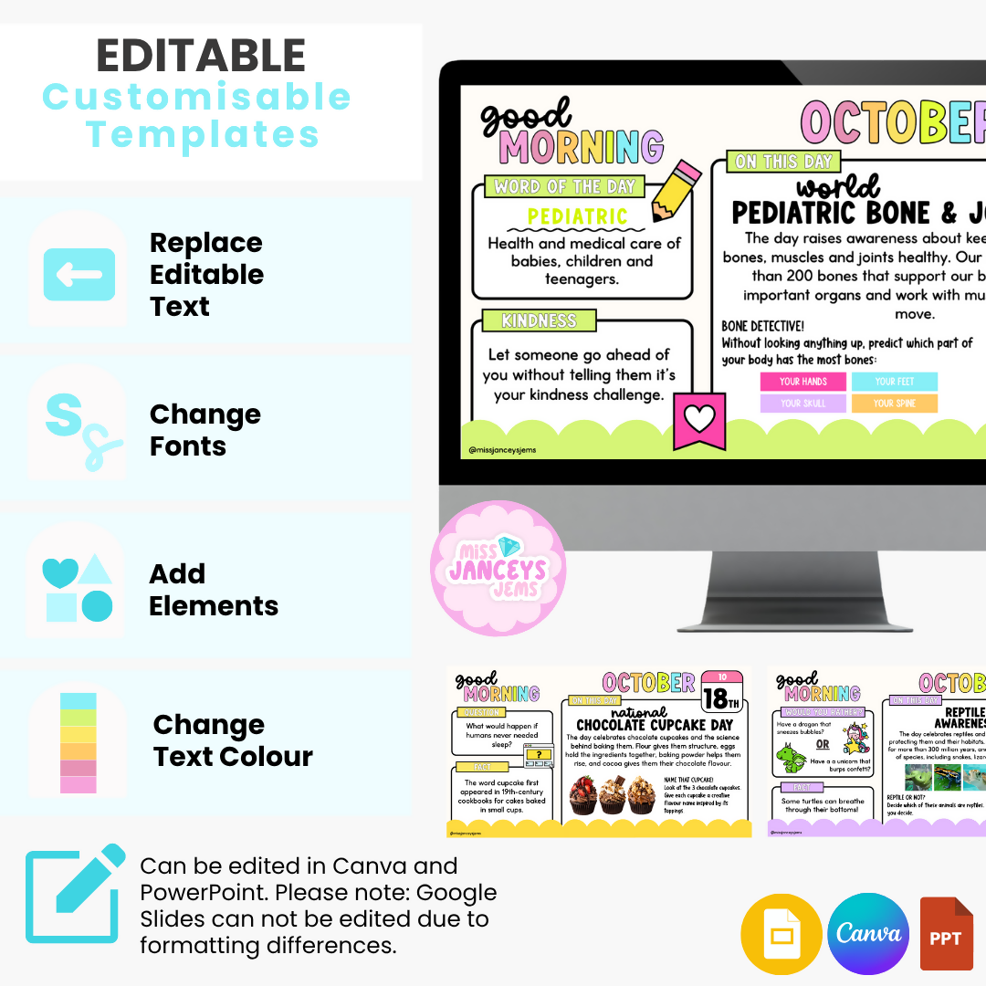 October Daily Slides & Morning Work | No Prep Morning Meeting Activities I Year 3 & 4