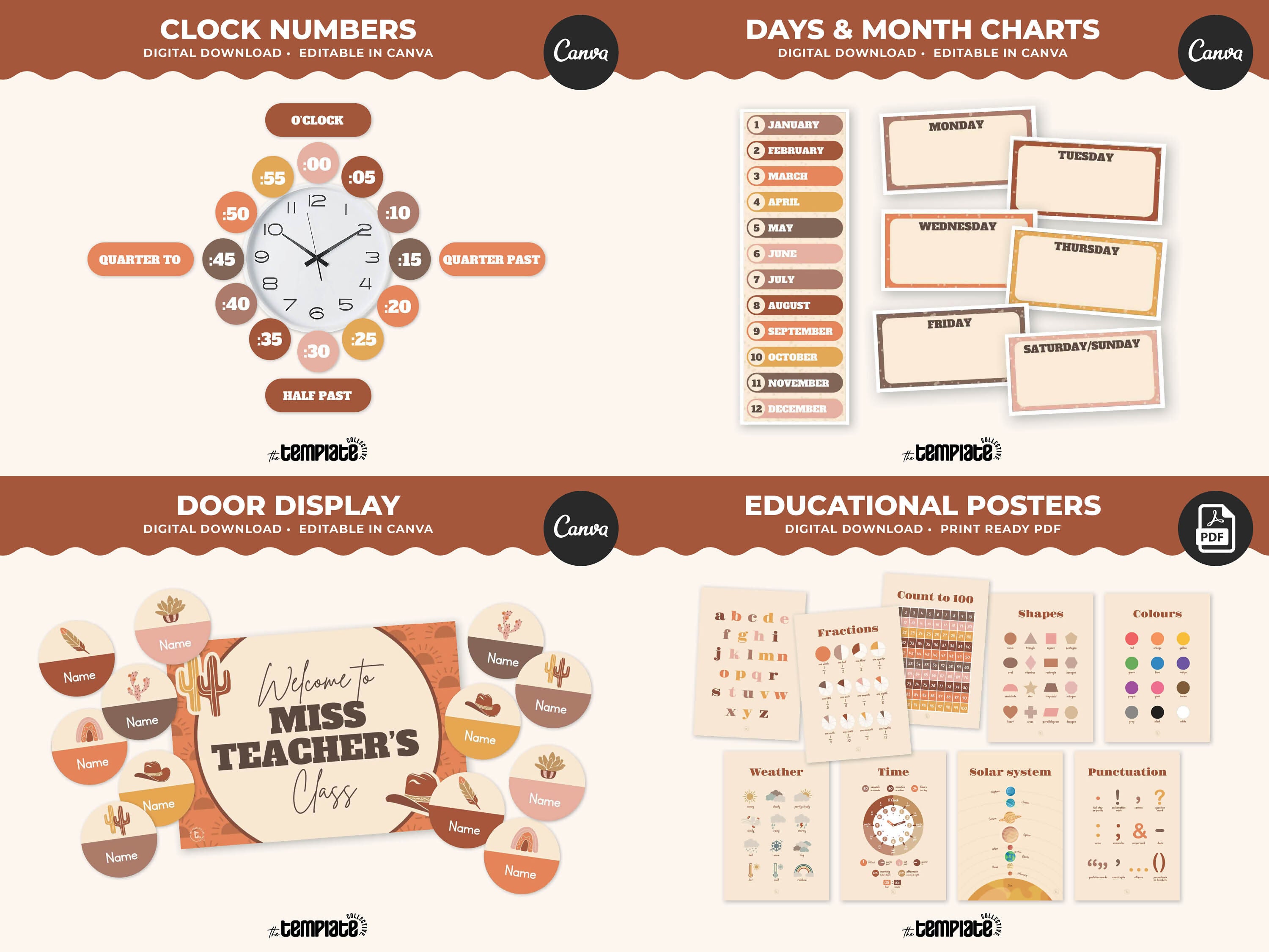 Desert Daydream Classroom Decor Bundle • Earthy Western Boho Classroom Theme • Bulletin Board Decor • Teacher Resources • Editable & Printable