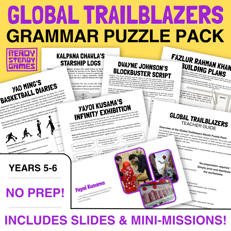 Global Trailblazers | Grammar Puzzle Pack | Famous Figures | Years 5–6