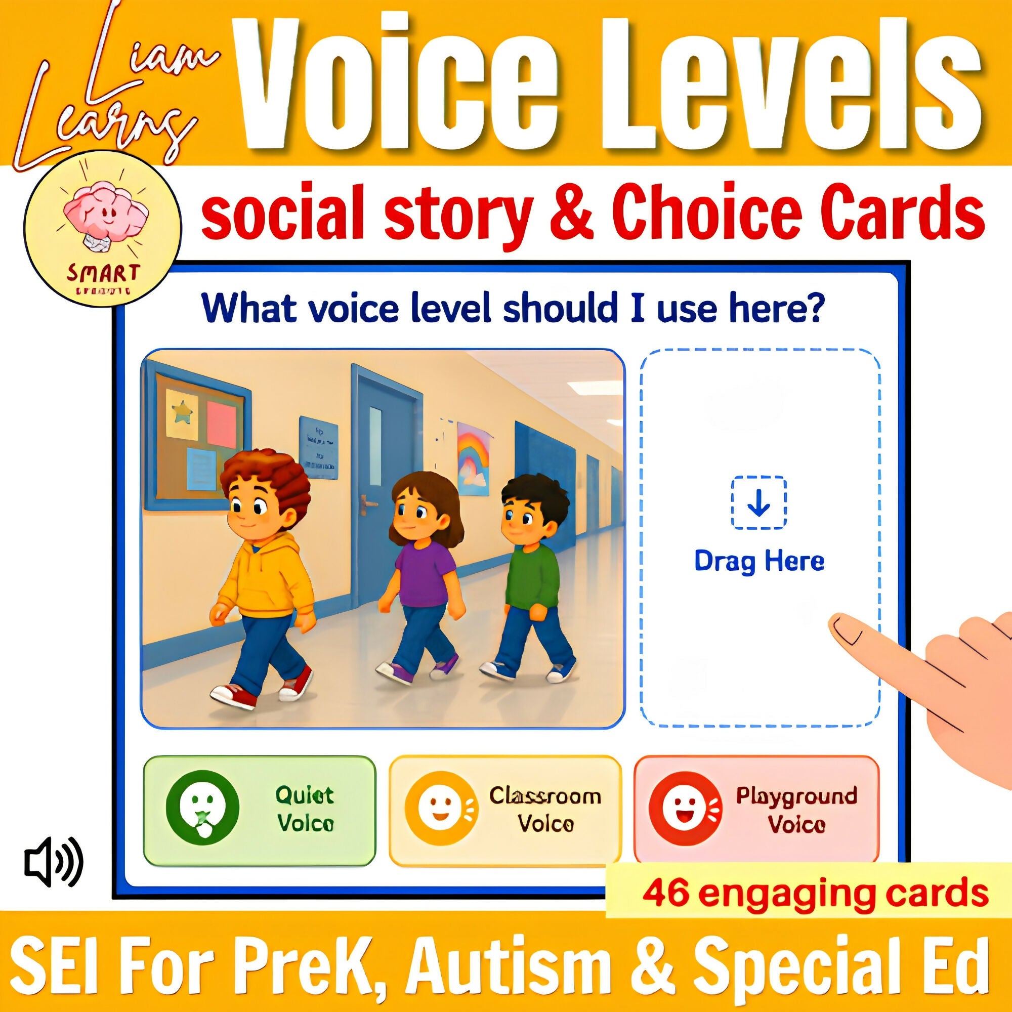 Liam Learns Voice Levels Social Story | Boom cards for PreK & Autism