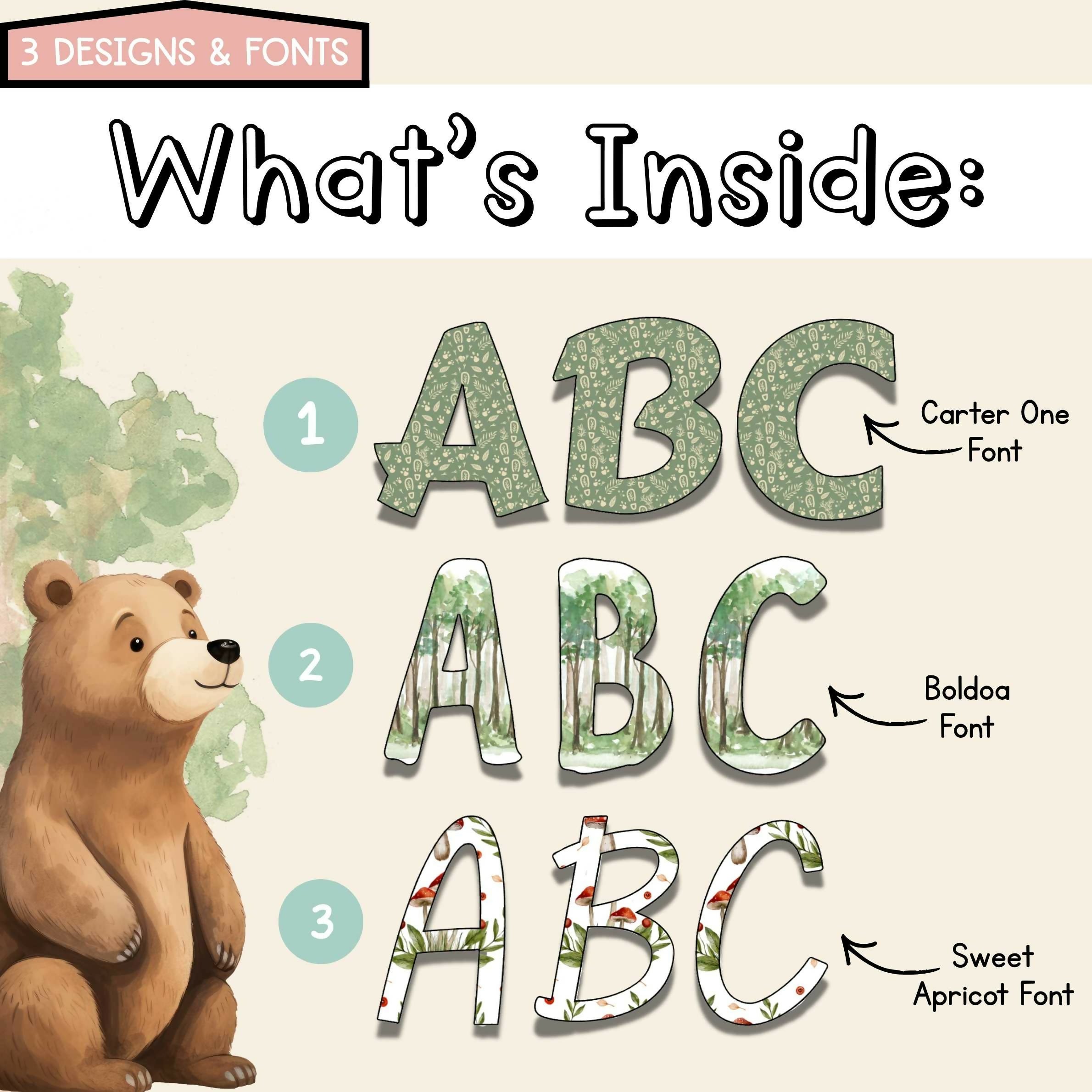 Forest Friends Bulletin Board Letters | Editable Lettering Pack Decor Woodlands