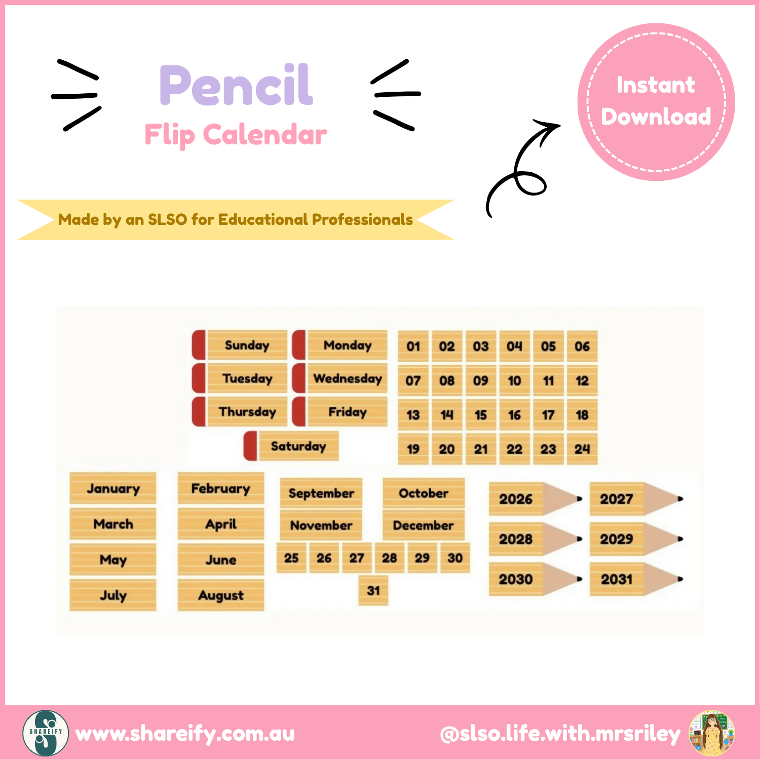 Pencil Flip Calendar