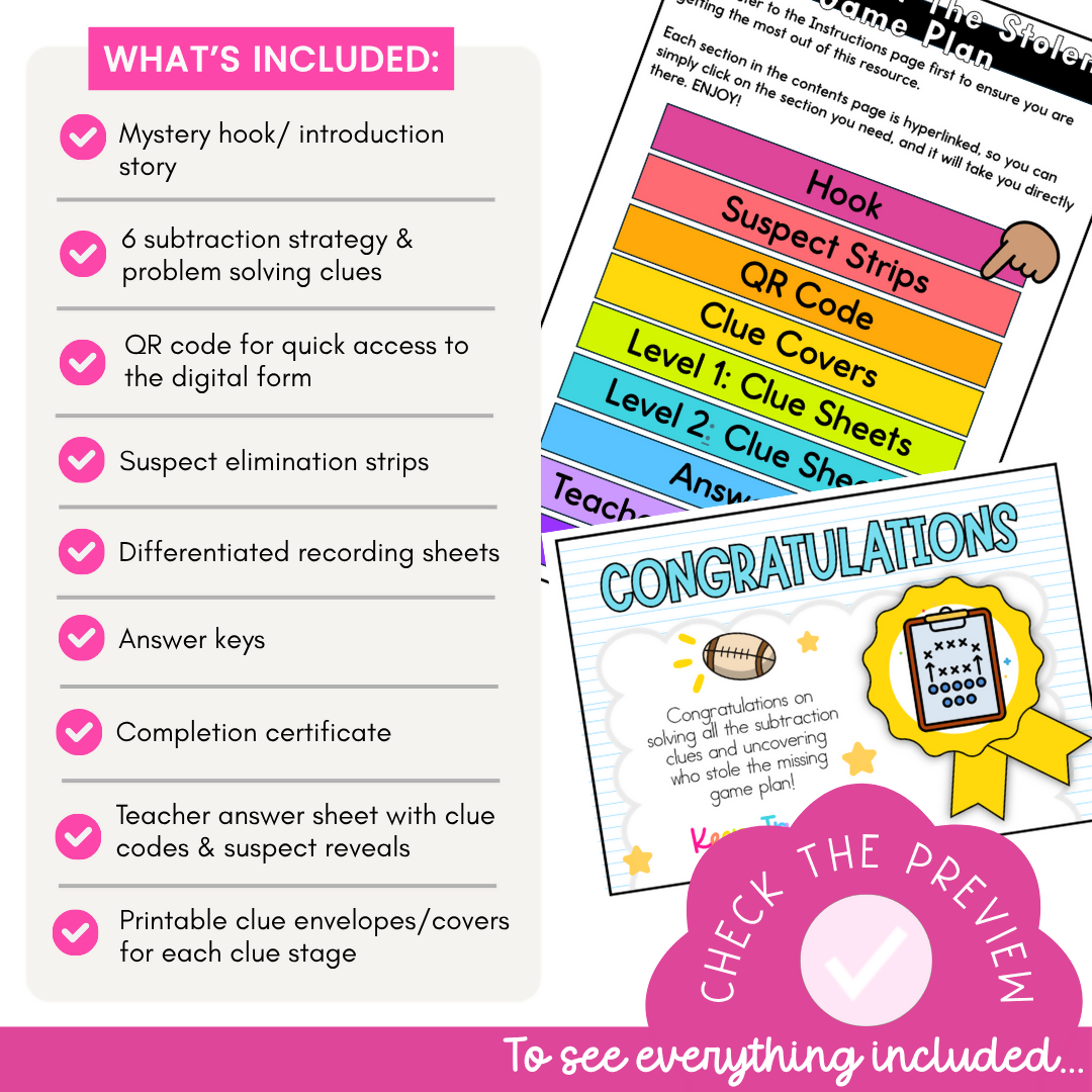 Subtraction with Regrouping Review & Revision Math Escape Room