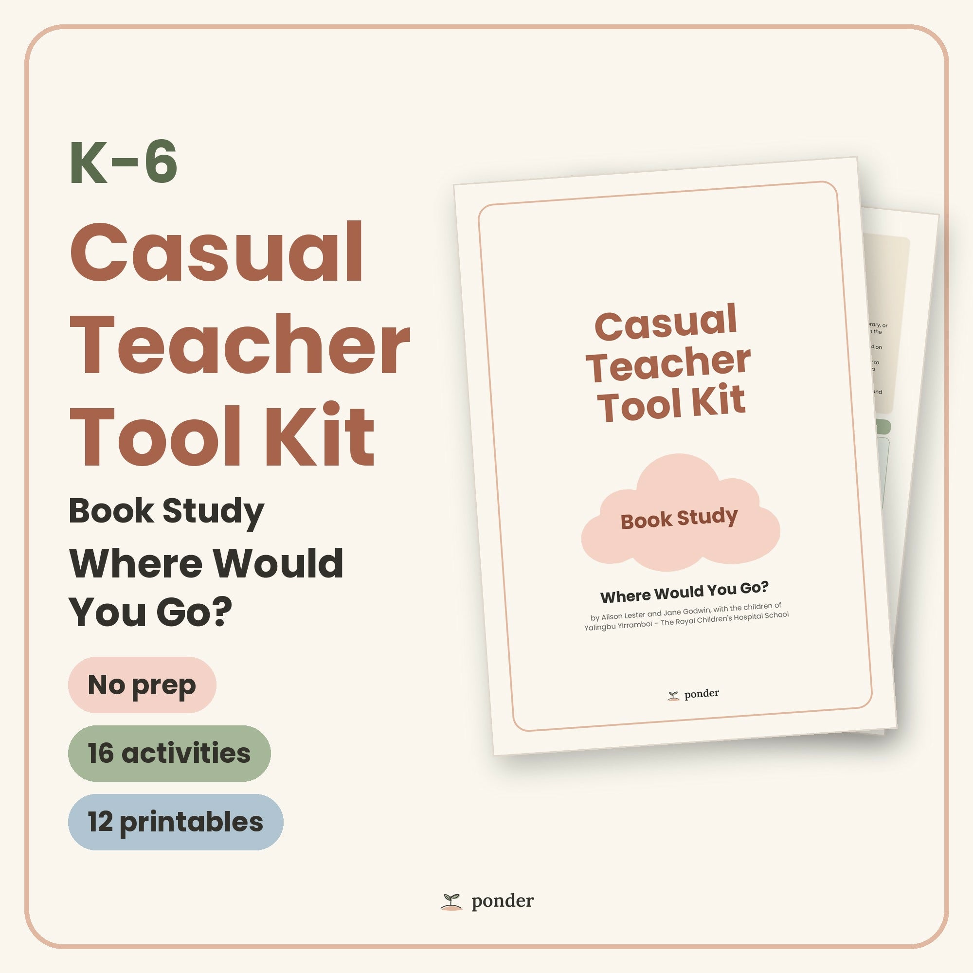 Casual Teacher Tool Kit K-6 | Where Would You Go? Book Study | No Prep