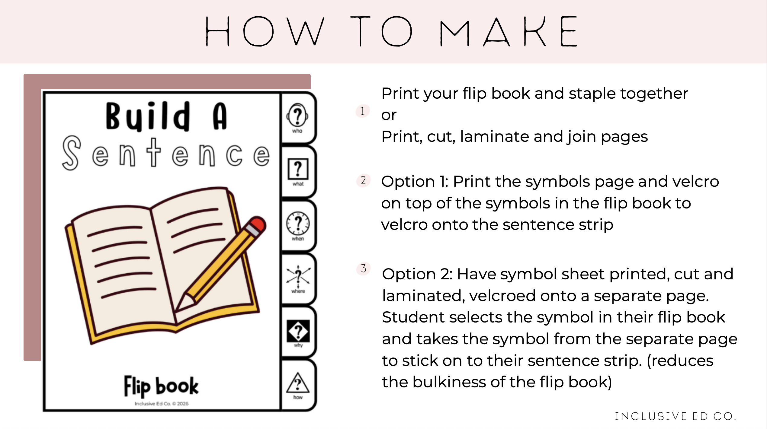Sentence Builder Flip Book | 5 W's and H Visual Writing Prompt Cards for AAC, Special Education & Writing