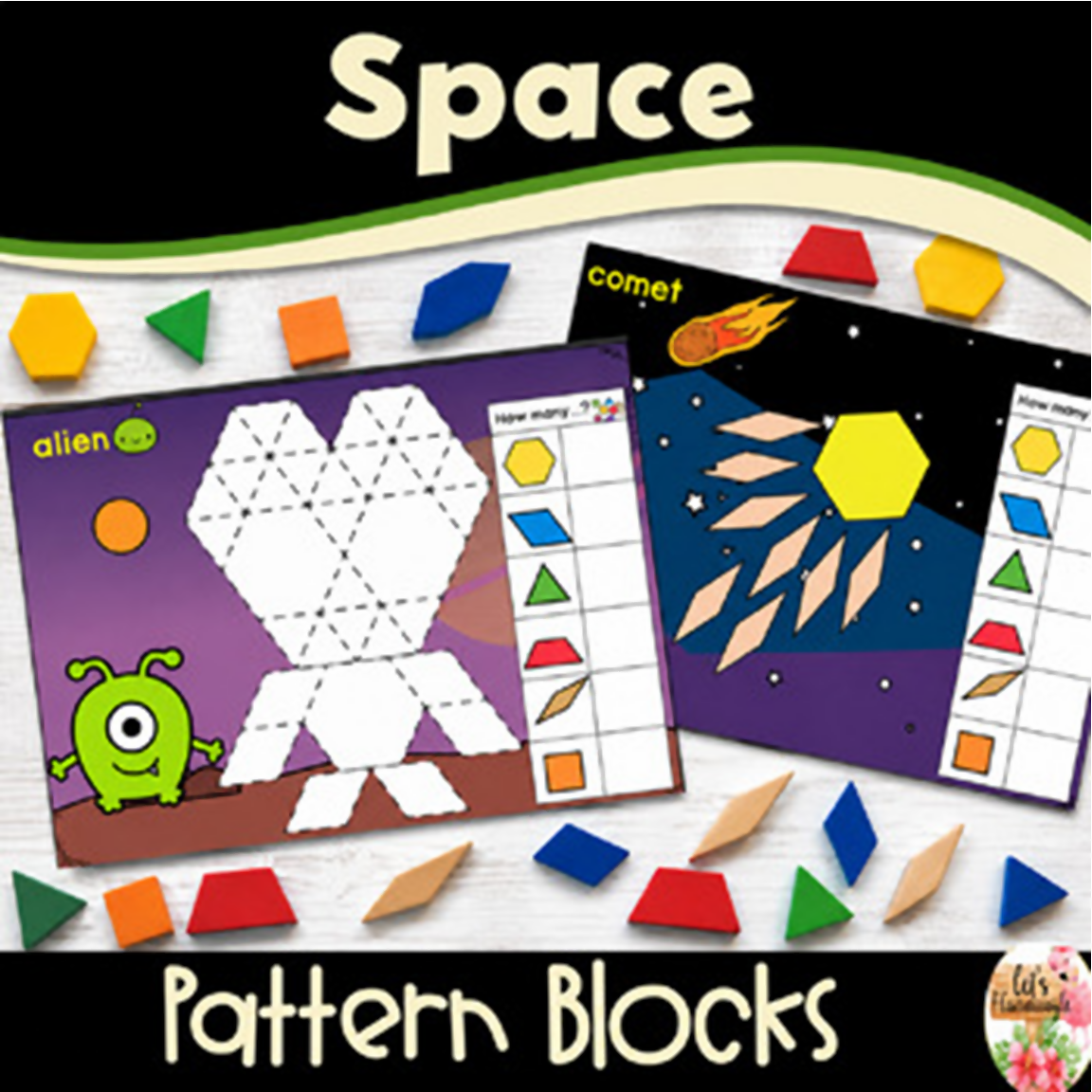 Space Activities Pattern Blocks Mats Printable Shapes Math Centers STEM