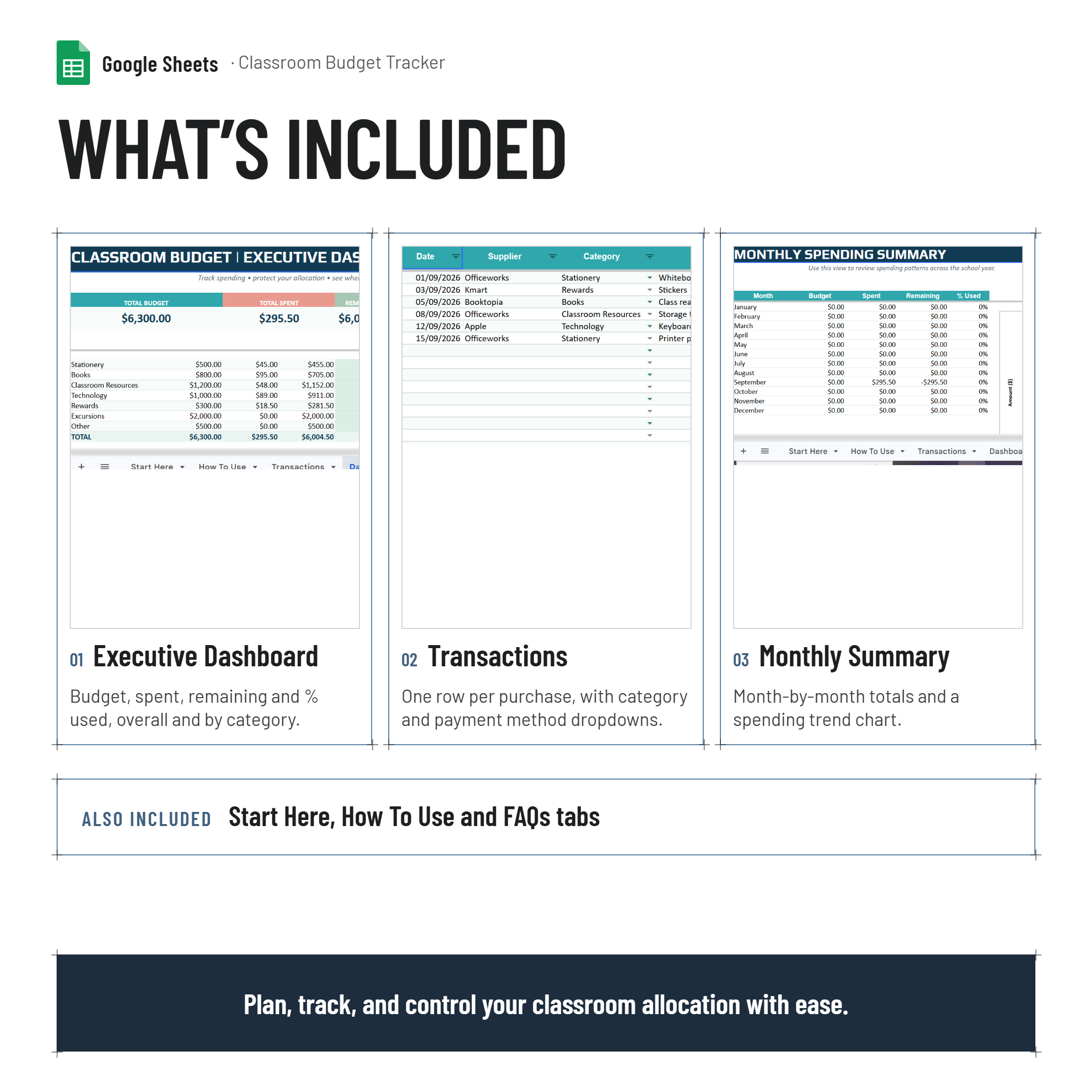 Classroom Budget Tracker and Dashboard| Teacher Expense Planner & Tracker| Google Sheets