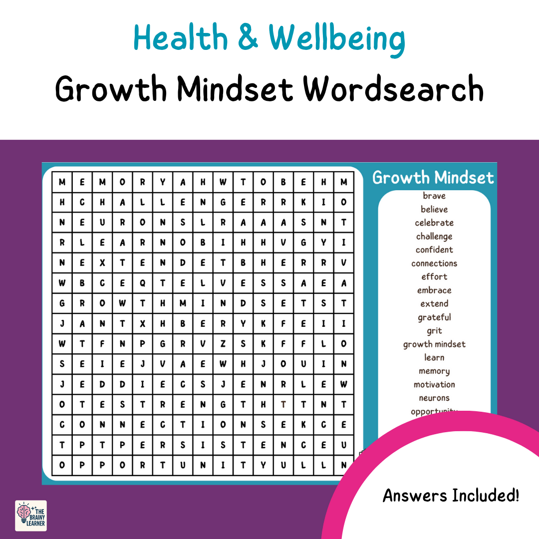 Growth Mindset Wordsearch