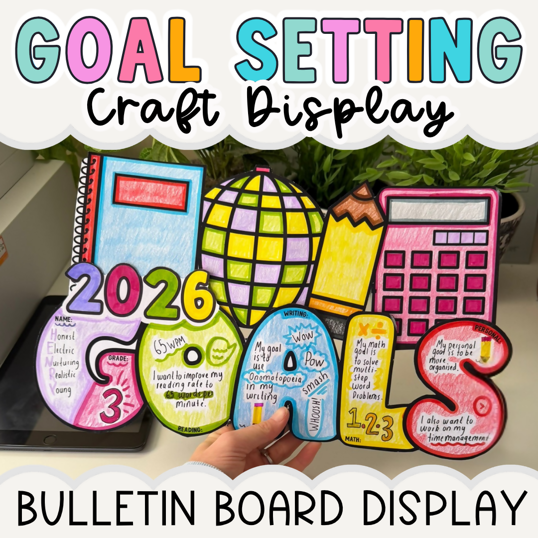 Year 2, 3, 4 & 5 Back to School Goal Setting Craft Display | Bulletin Board Reflection Activity I 2026 - 2033 Templates with Editable File