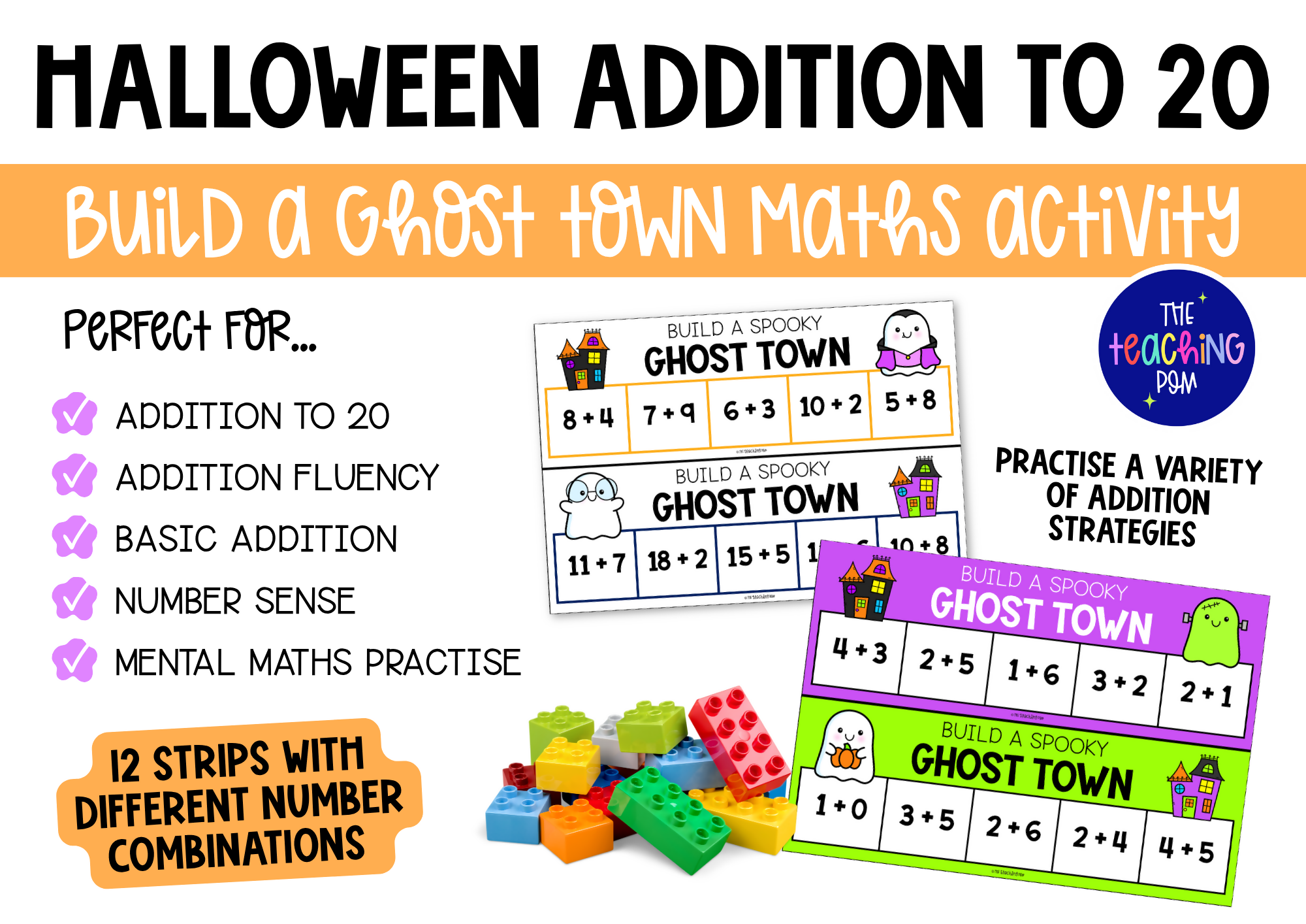 Halloween Addition to 10 & 20 | Build a Spooky Ghost Town Math Activity