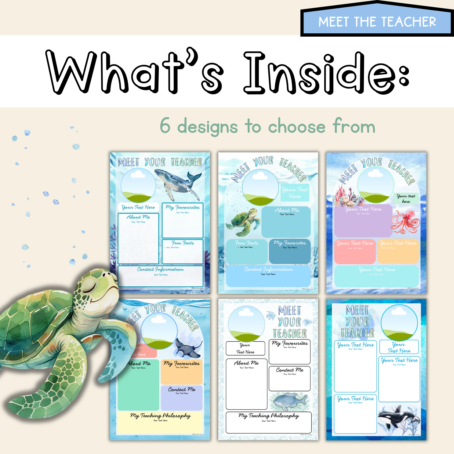 Ocean Blue Back to School Bundle I Sea Creatures Pack Decor