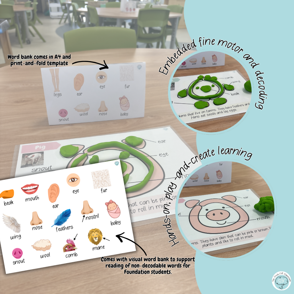 Read, Roll & Build | Year 1 Information Text Playdough Mats | Farm Animals