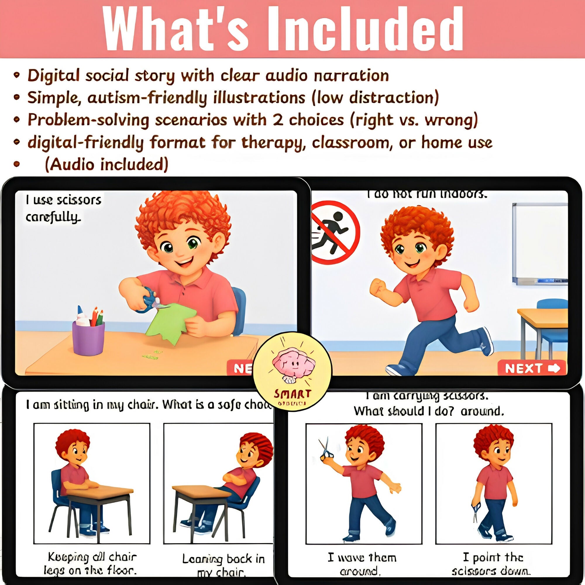 Liam Learns Classroom Safety Social Story | Boom cards for PreK & Autism