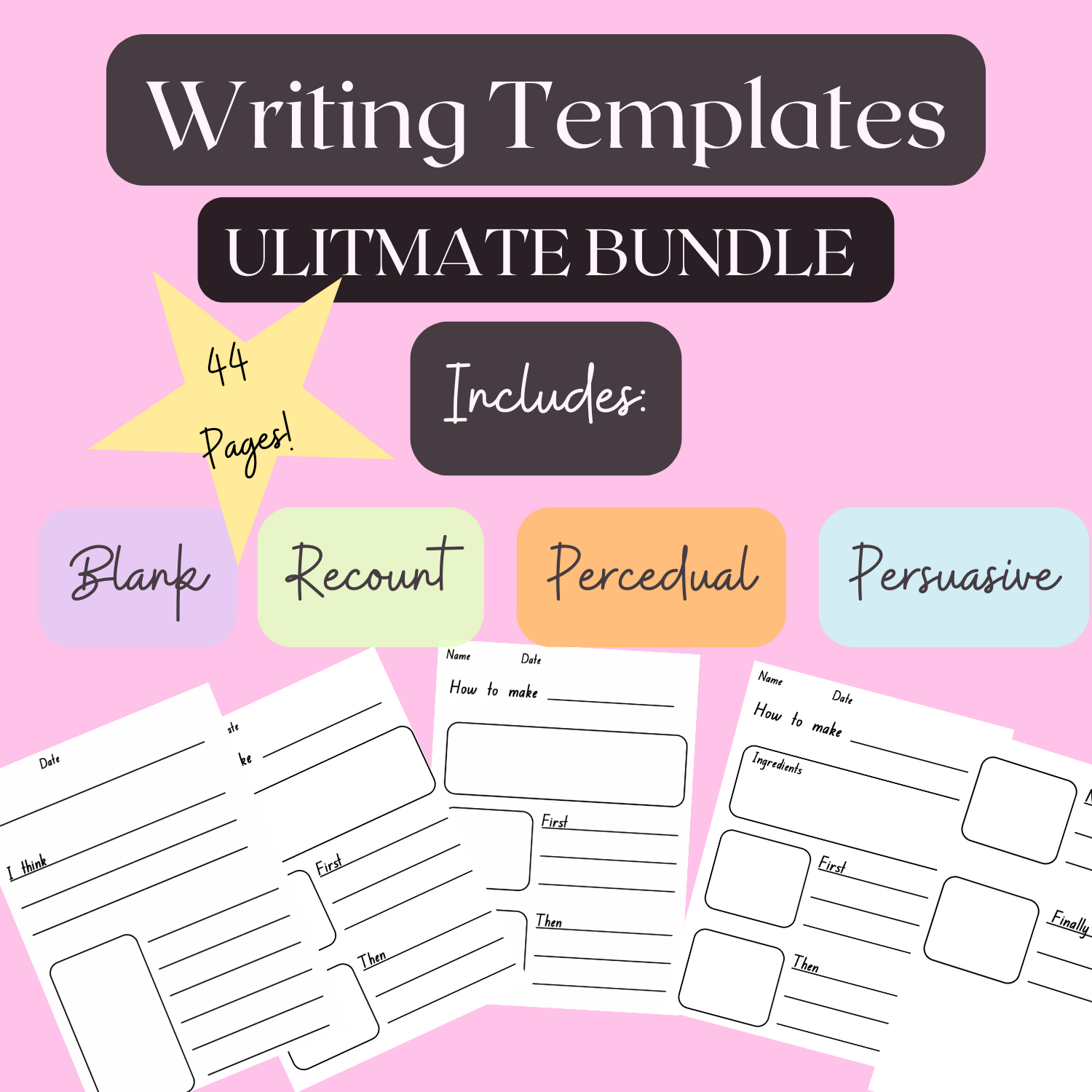 Ultimate Writing Template Bundle | 44 Pages | Scaffolded | Differentiated