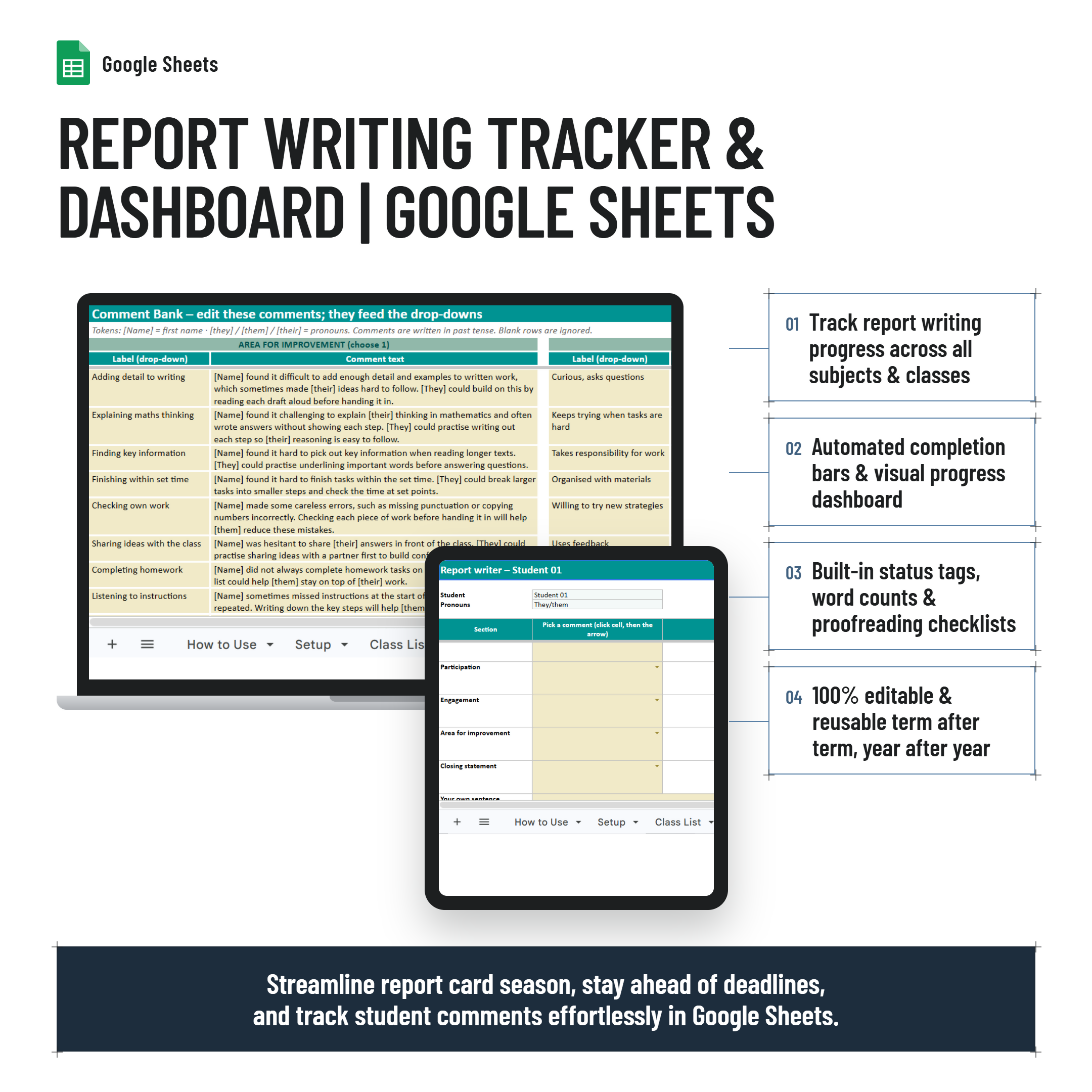 Report Writing Generator| Google Sheets
