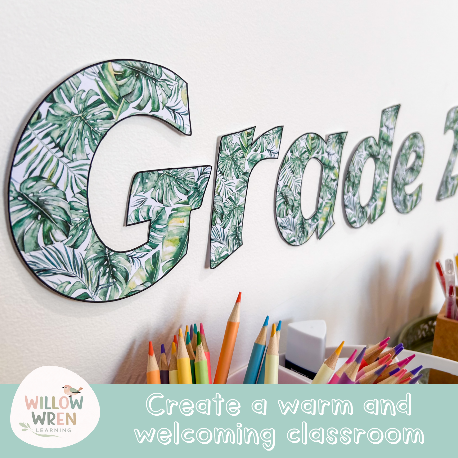 Rainforest Hideaway Bulletin Board Letters | Editable Lettering Pack Decor Leaf