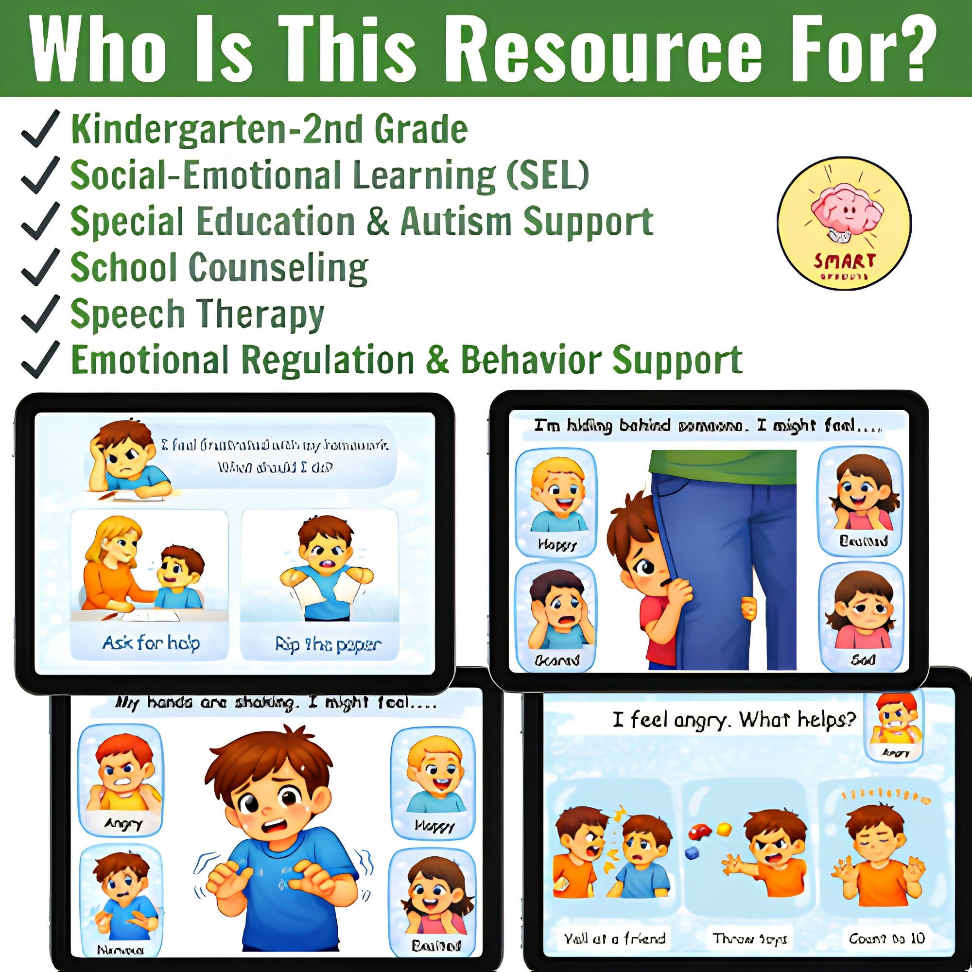Understanding Feelings & Good Choices SEL Boom Cards| Autism little learners & K