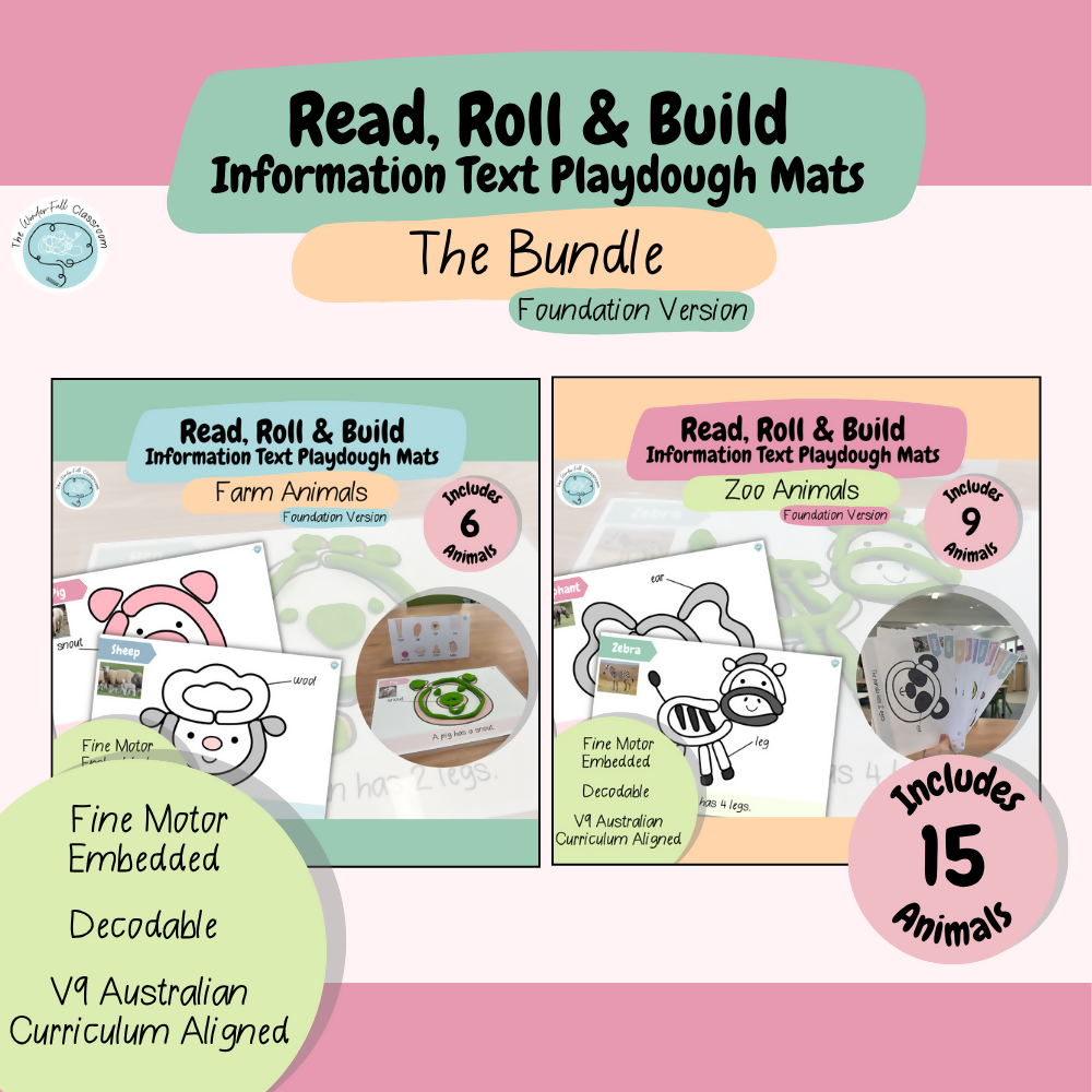 Information Playdough Mats BUNDLE | Kindergarten Foundation | Farm & Zoo Animals